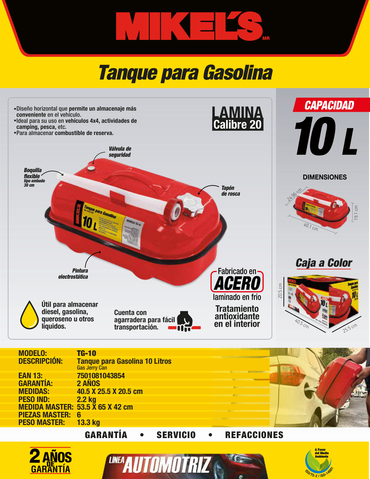 MIKELS TG-10 Tanque metálico para gasolina (10 lts) - Imagen 4