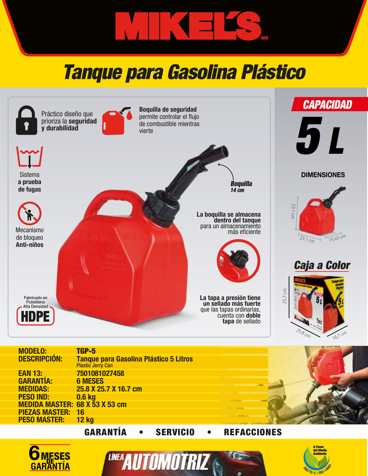 MIKELS TGP-5 Tanque para gasolina plástico (5 lts) - Imagen 2