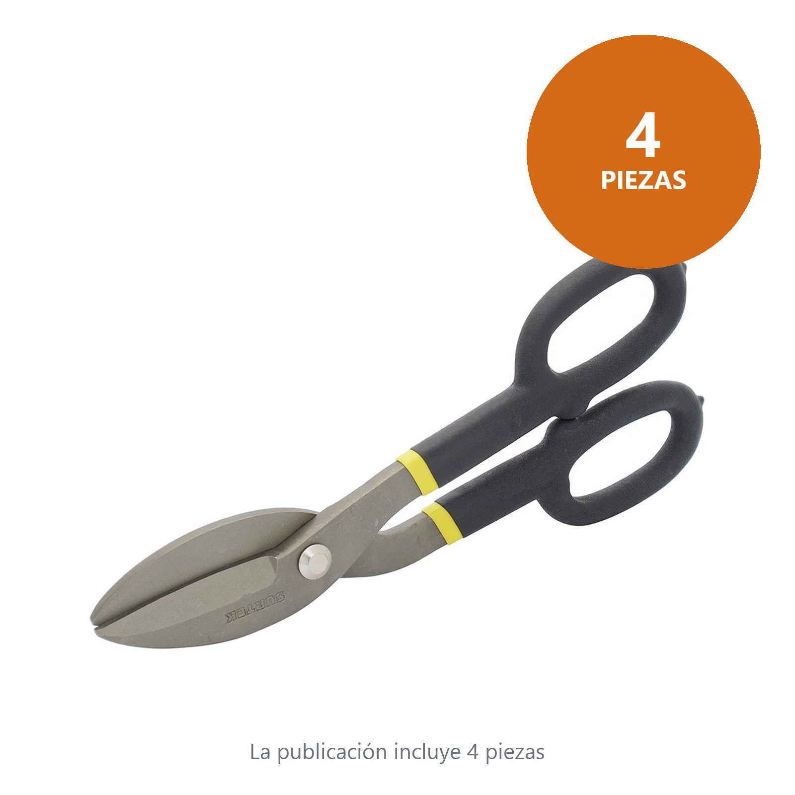 Tijeras para hojalatero con mango rubber grip, angulada 10" Surtek - Imagen 2