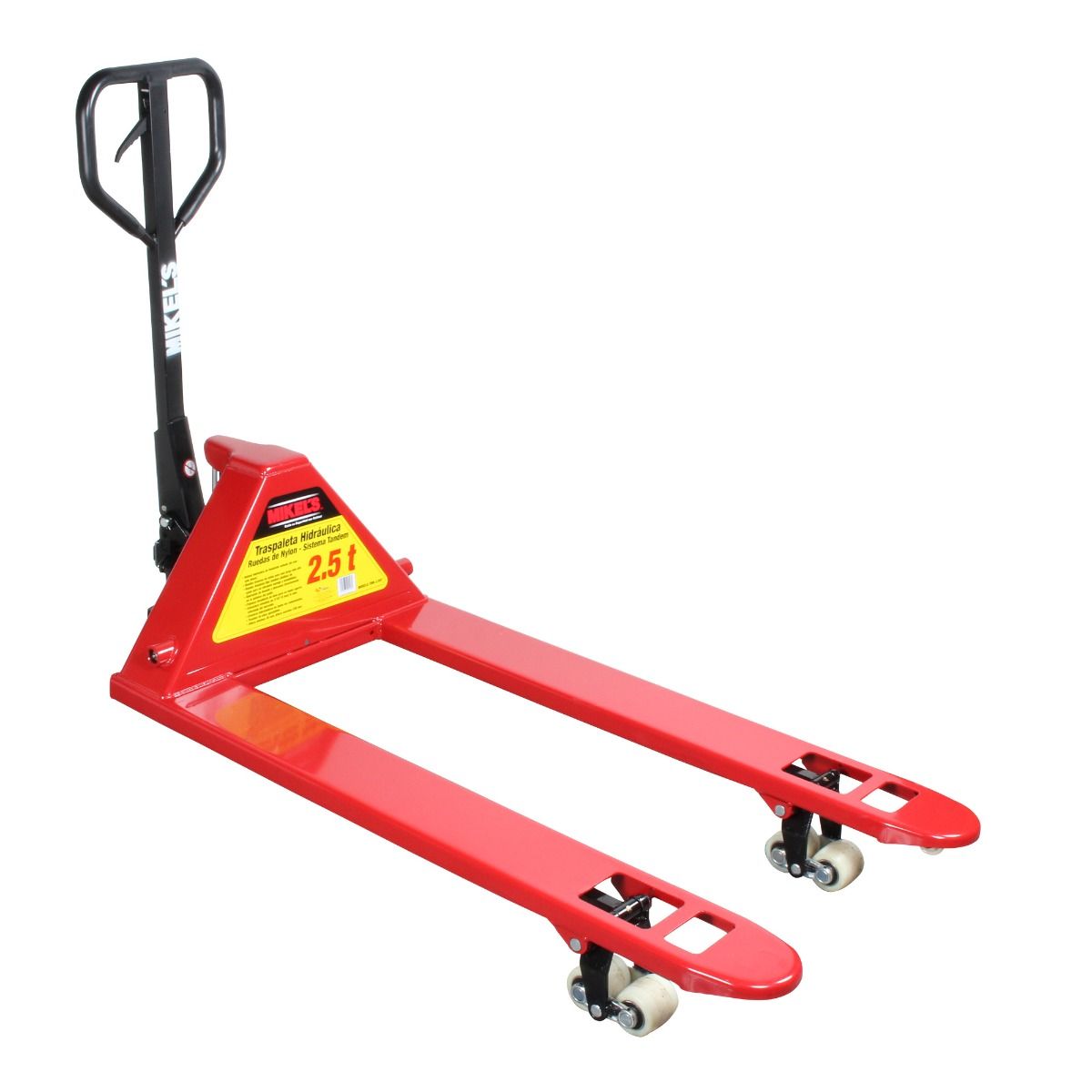 MIKELS TMK-2.5NT Patín hidráulico transpaleta con ruedas de nylon sistema tándem (2.5 ton) - Imagen 2