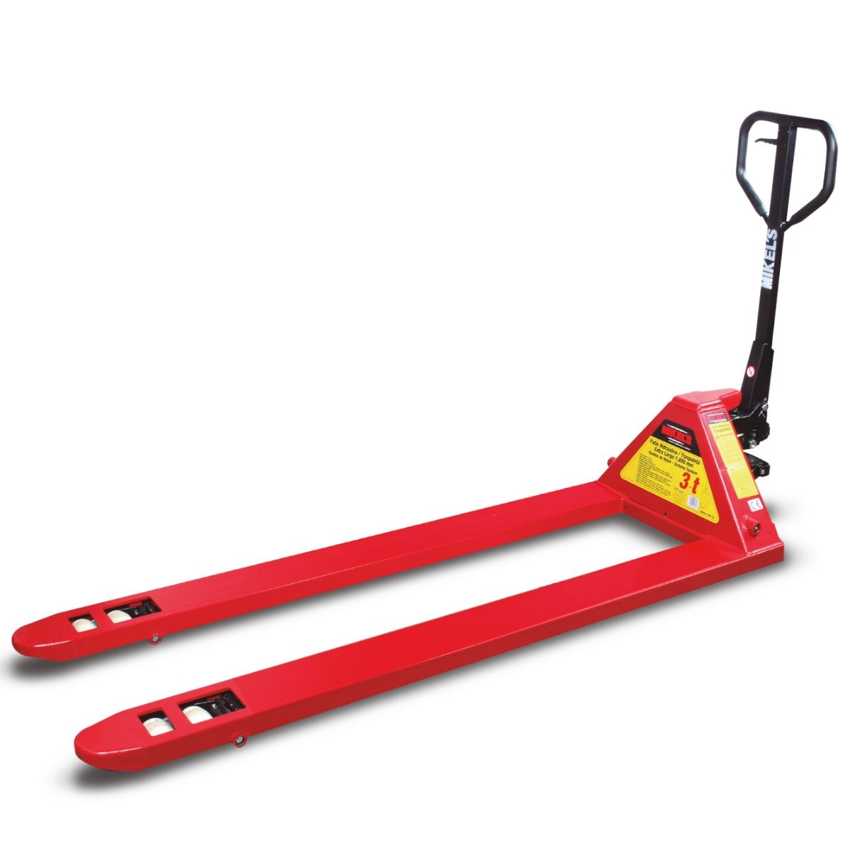 MIKELS TMK-3XL Patín hidráulico transpaleta con ruedas de nylon extra larga (3 ton)