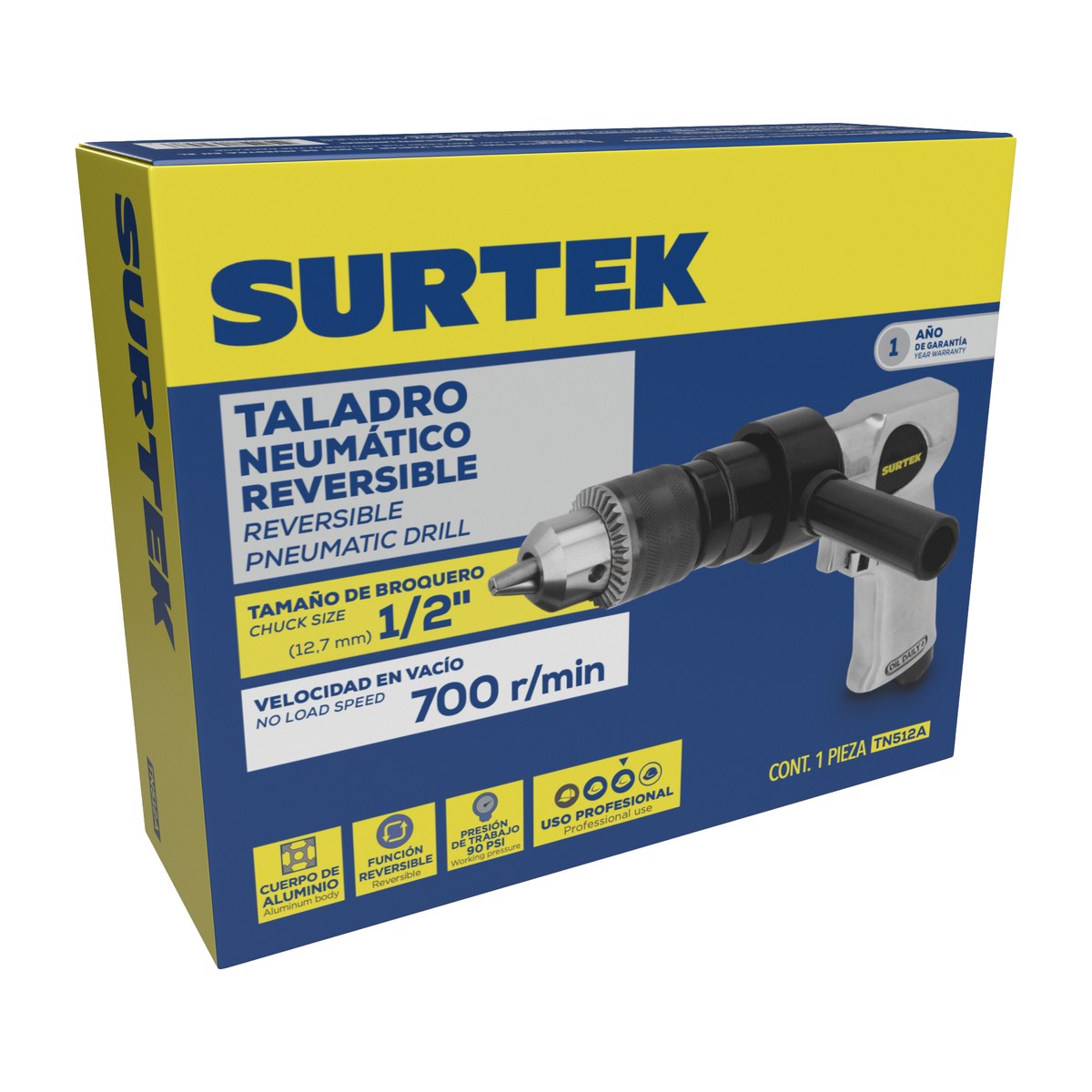 Taladro neumático 1/2" 800 RPM reversible Surtek - Imagen 2