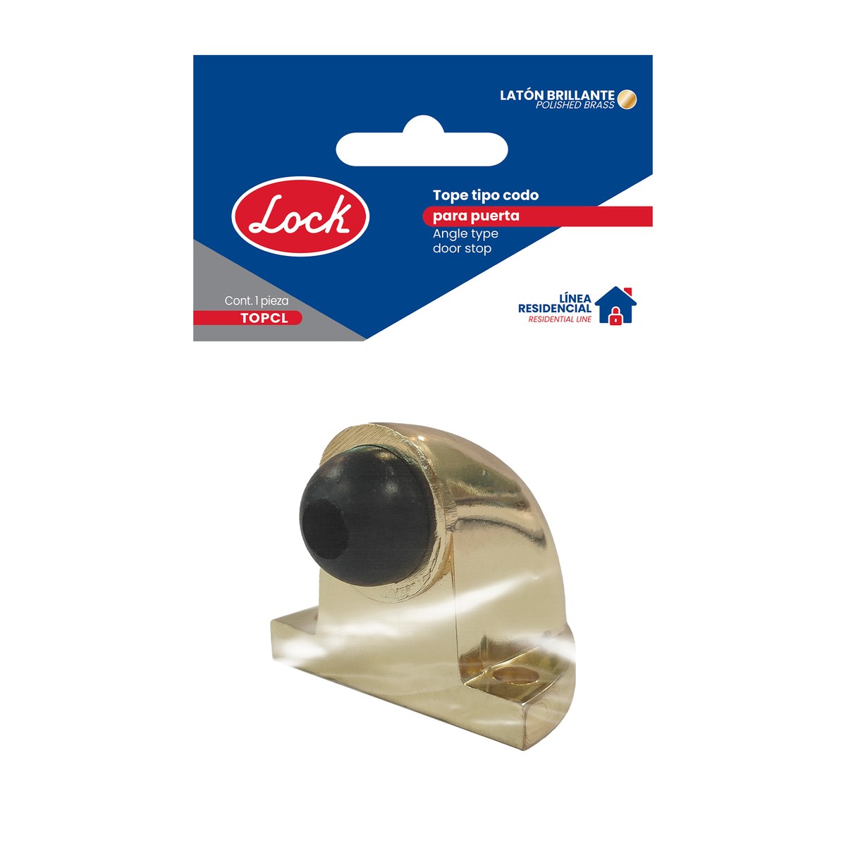 Tope tipo codo para puerta latón brillante Lock - Imagen 2