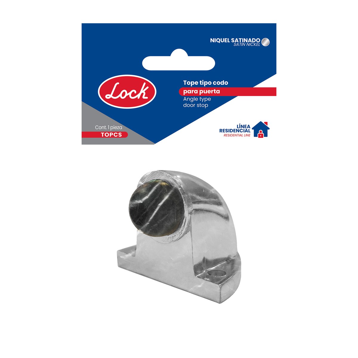 Tope tipo codo para puerta níquel satinado Lock - Imagen 2