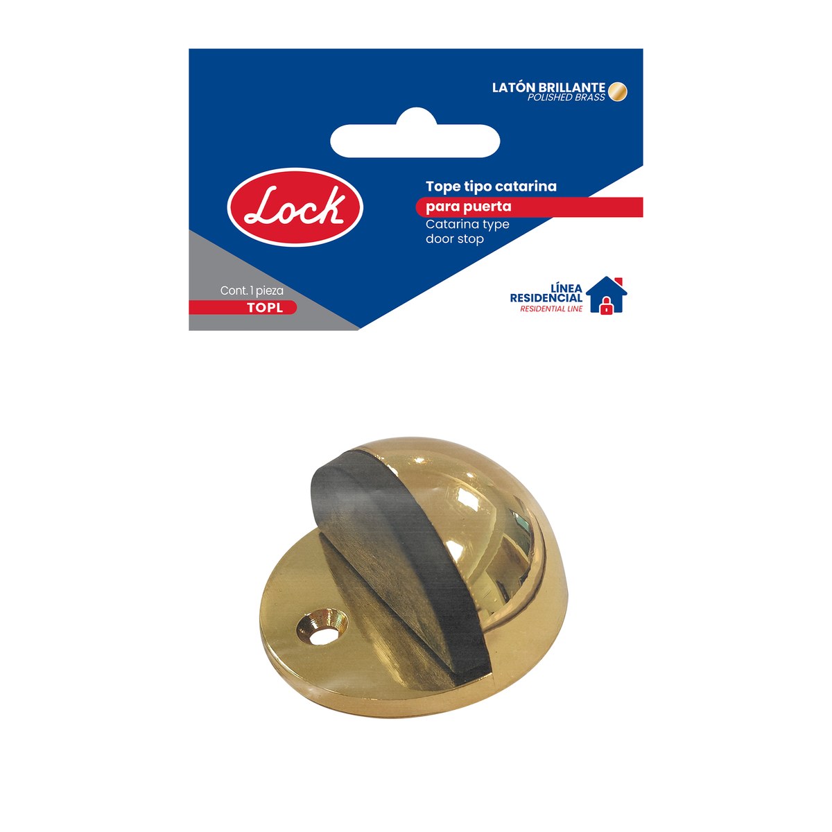 Tope tipo catarina para puerta latón brillante Lock - Imagen 2