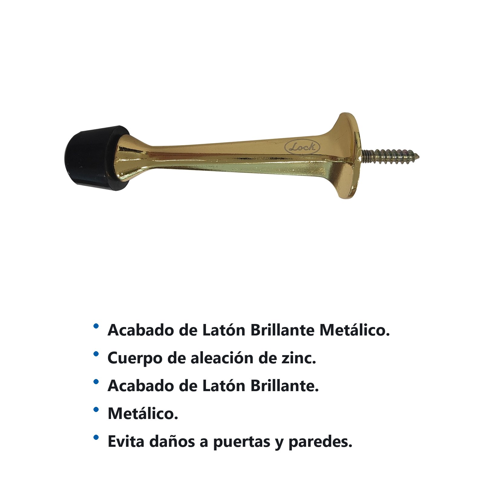 Tope recto para puerta latón brillante Lock - Imagen 2