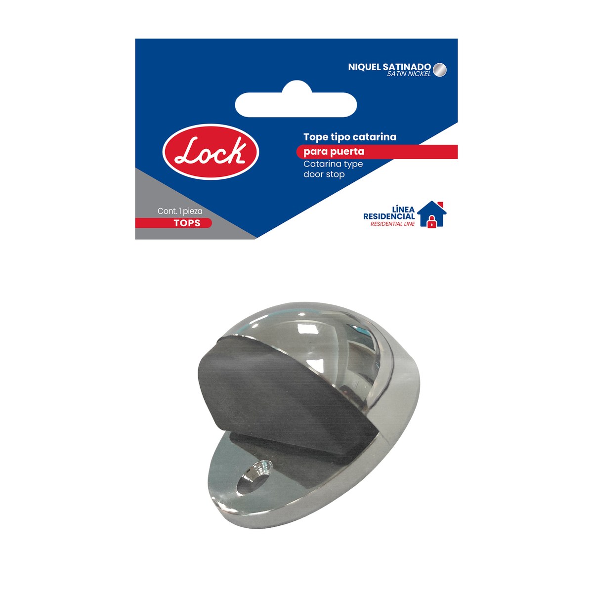 Tope tipo catarina para puerta níquel satinado Lock - Imagen 2