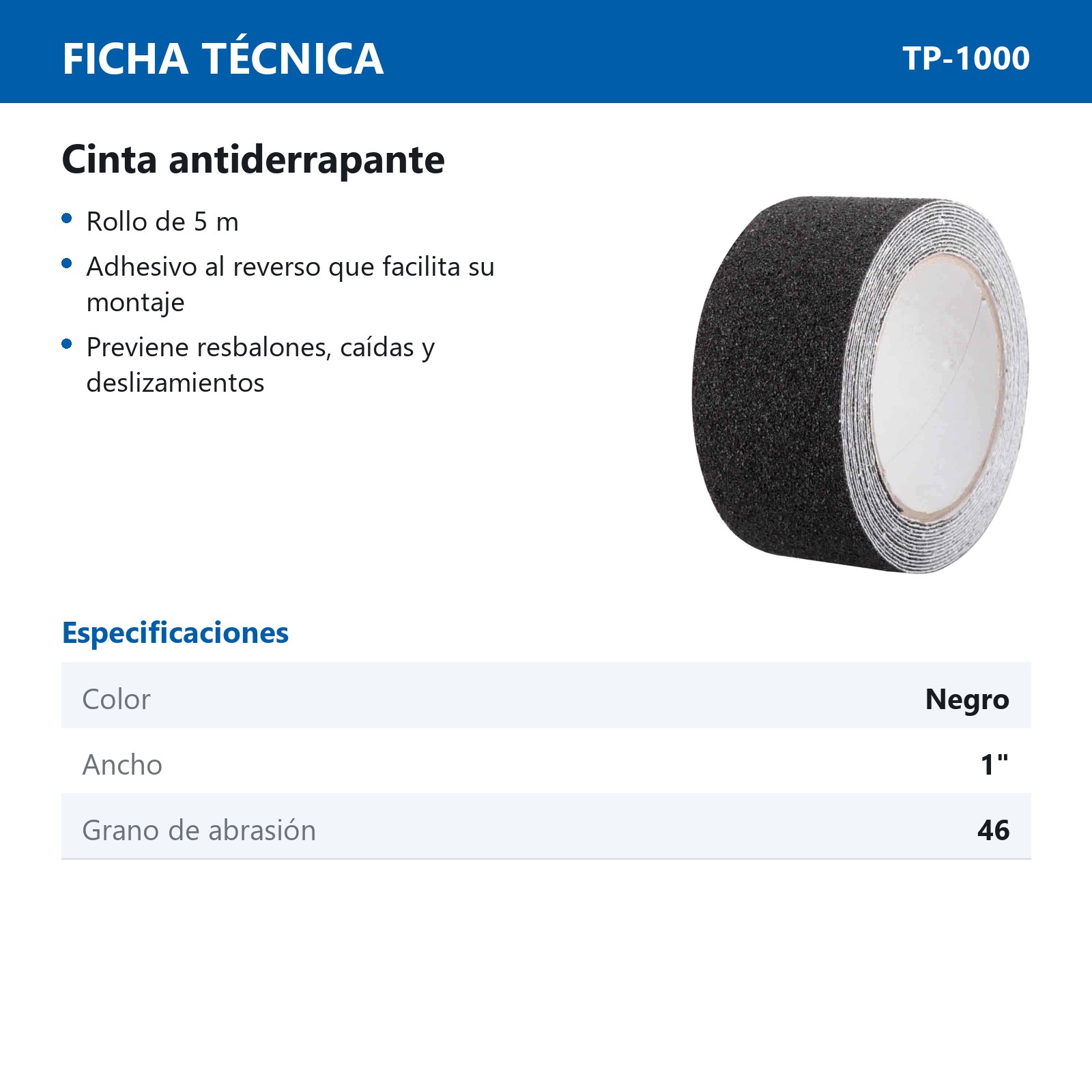 CINTA ANTIDERRAPANTE 1" NEGRA 25mm X 5M G46 (PRECIO X PIEZA) - Imagen 4