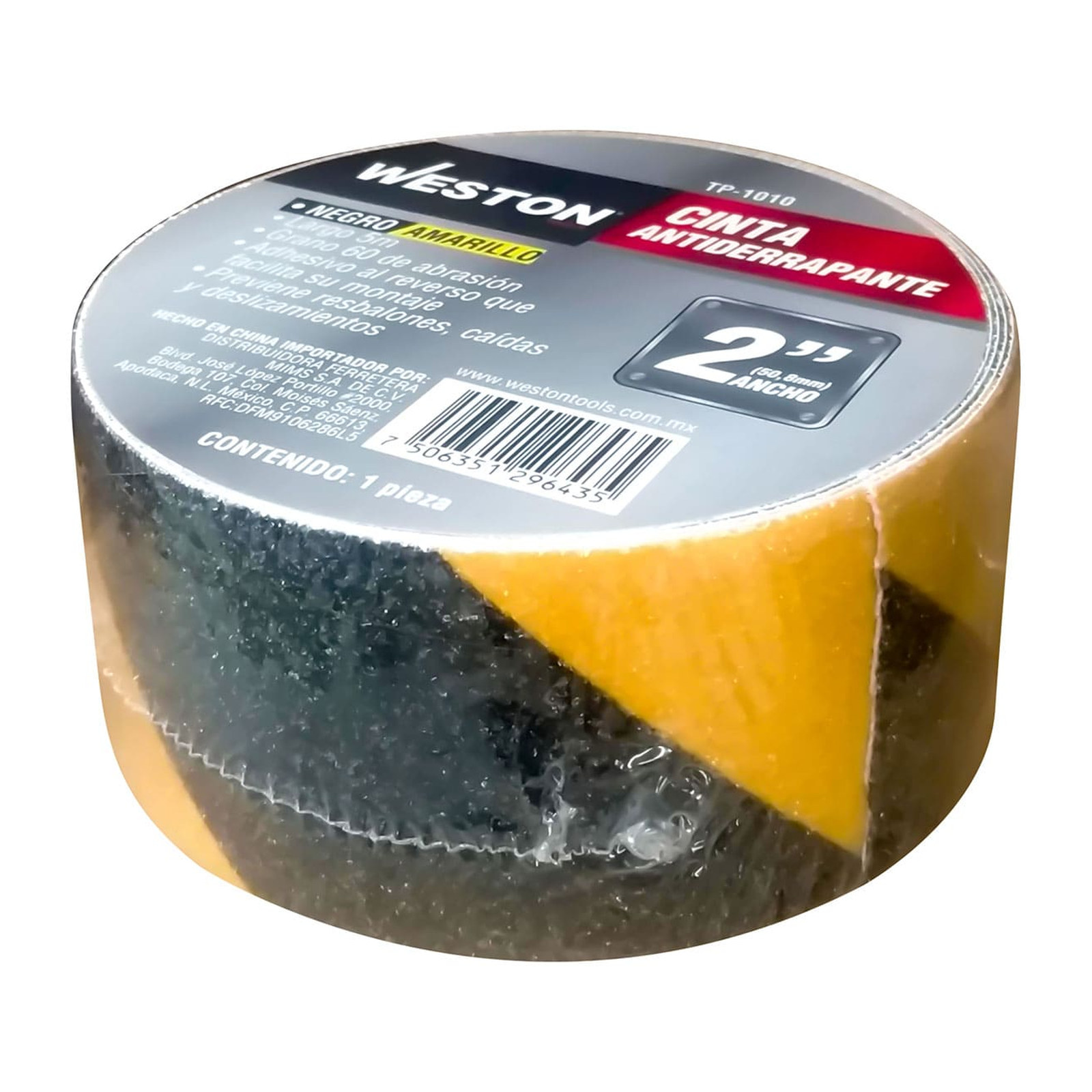 CINTA ANTIDERRAPANTE 2" NEGRO/AMARILLO 50mm X 5M G60 (PRECIO X PIEZA) - Imagen 2