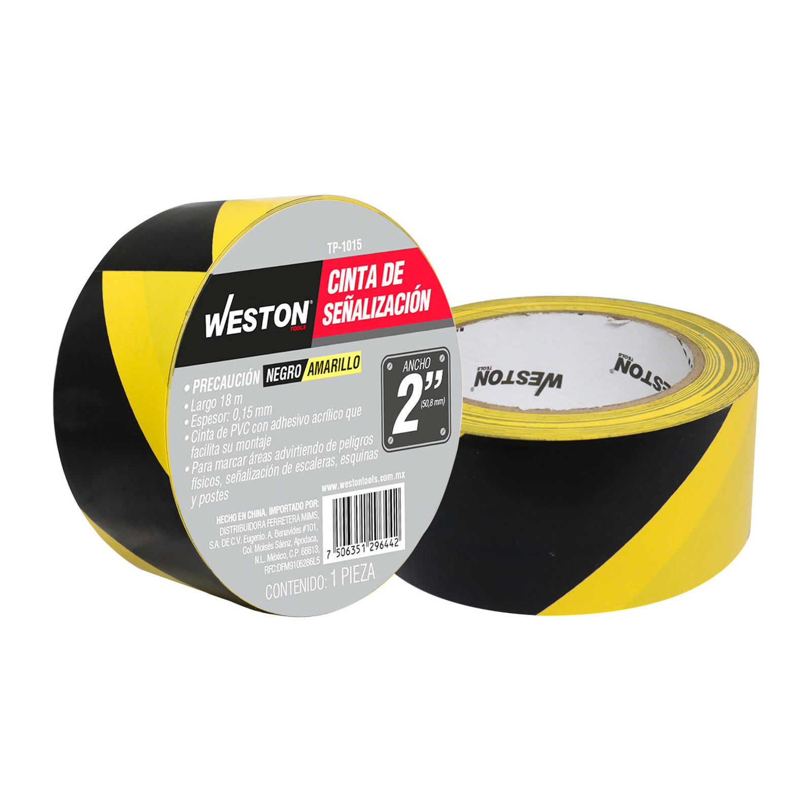 Cinta de Señalización Negro/Amarillo 50 mm x 18 m Weston