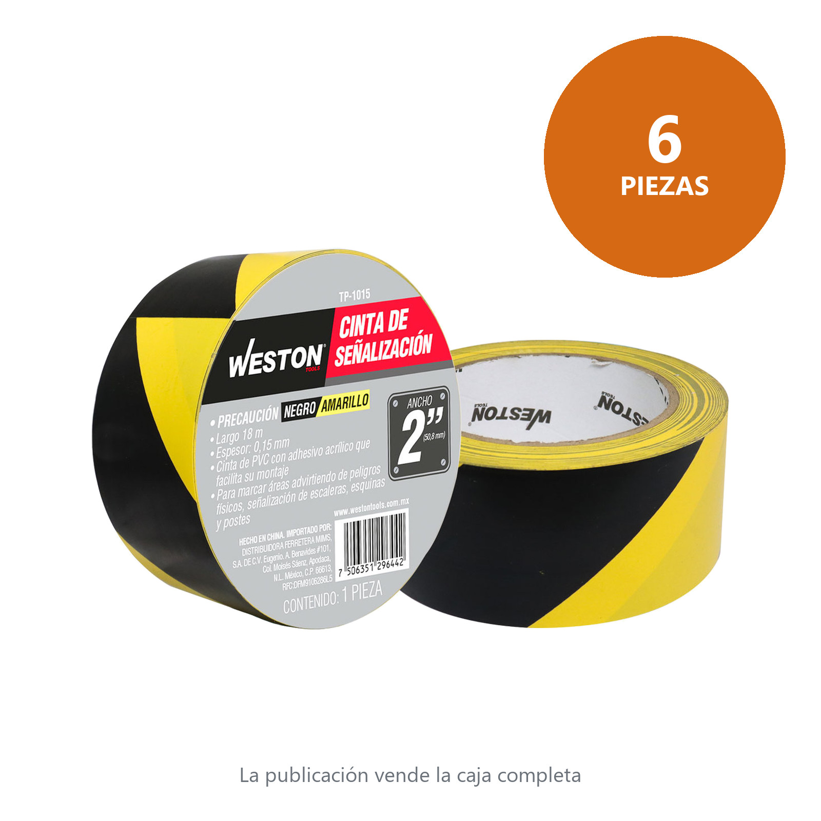 CINTA DE SEÑALIZACION NEGRO/AMARILLO 50mm X 18M (PRECIO X PIEZA) - Imagen 3