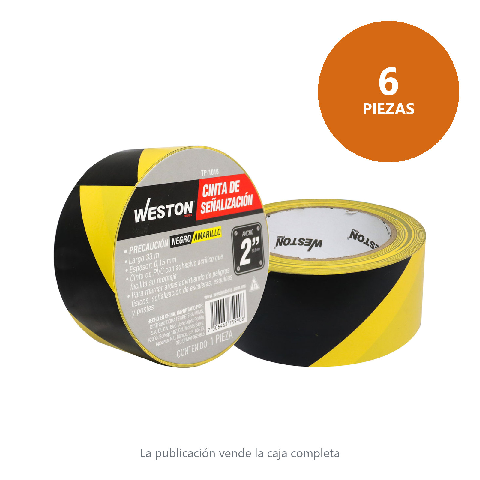CINTA DE SEÑALIZACION NEGRO/AMARILLO 50mm X 33M (PRECIO X PIEZA) - Imagen 2