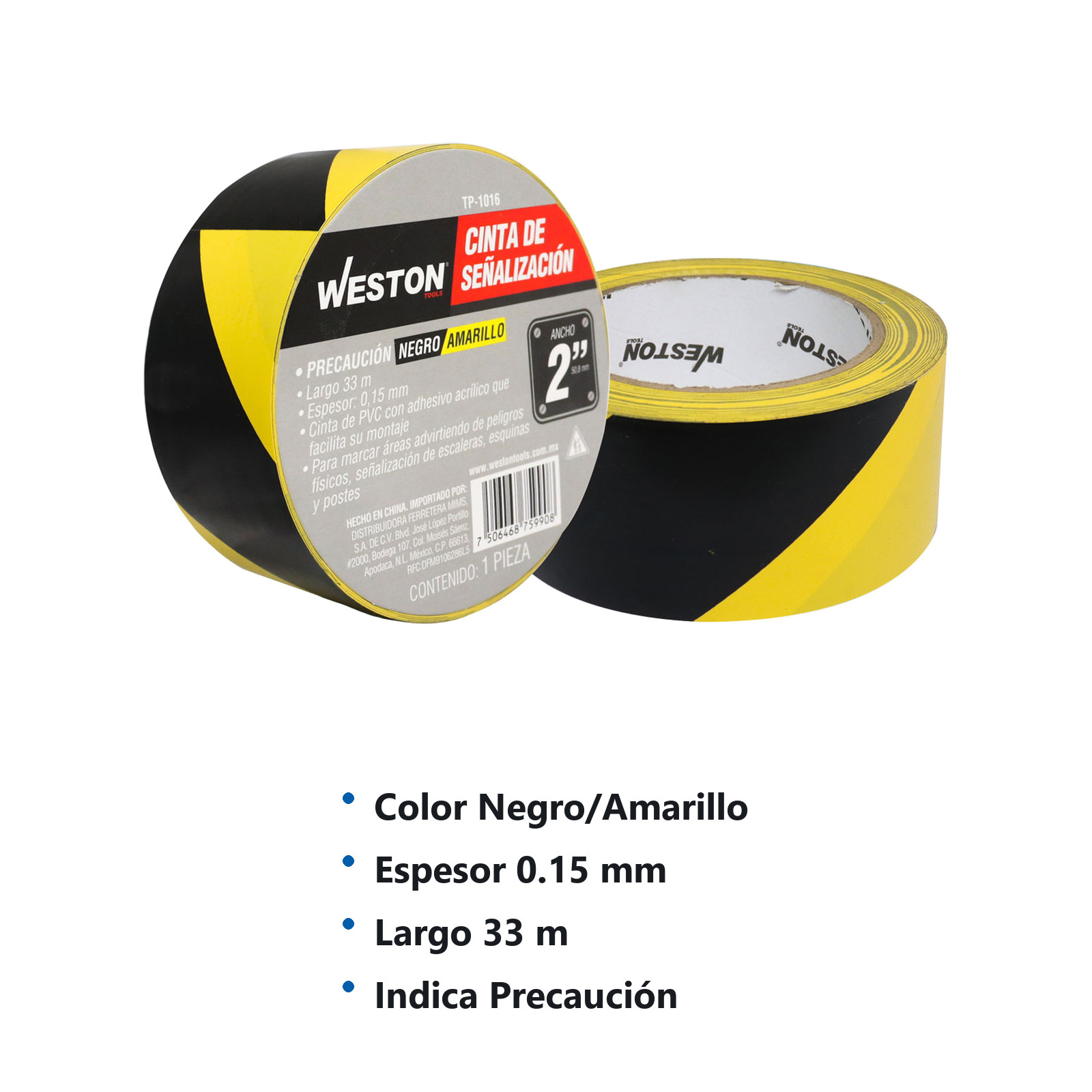 CINTA DE SEÑALIZACION NEGRO/AMARILLO 50mm X 33M (PRECIO X PIEZA) - Imagen 3