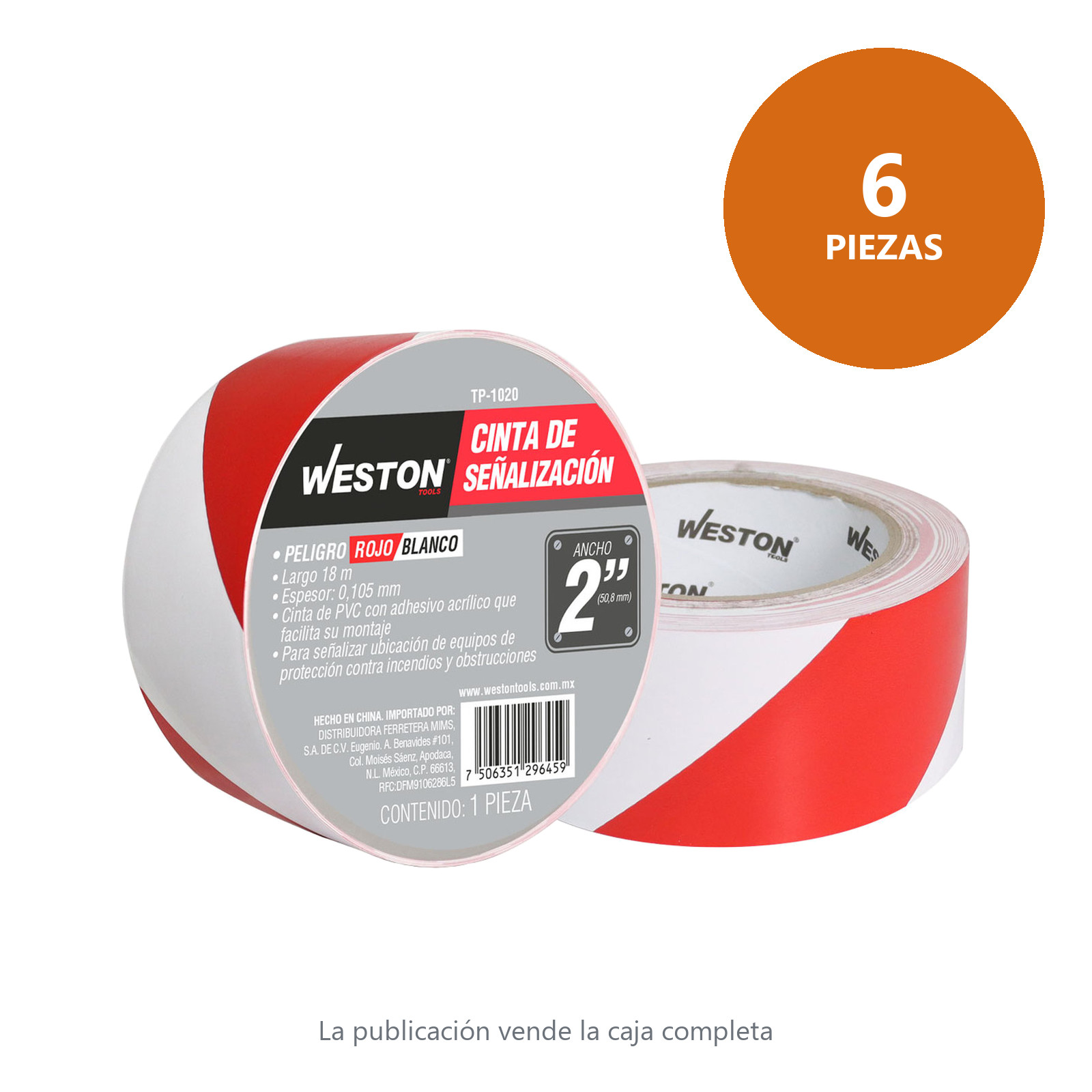 CINTA DE SEÑALIZACION BLANCO/ROJO 50mm X 18M (PRECIO X PIEZA) - Imagen 3
