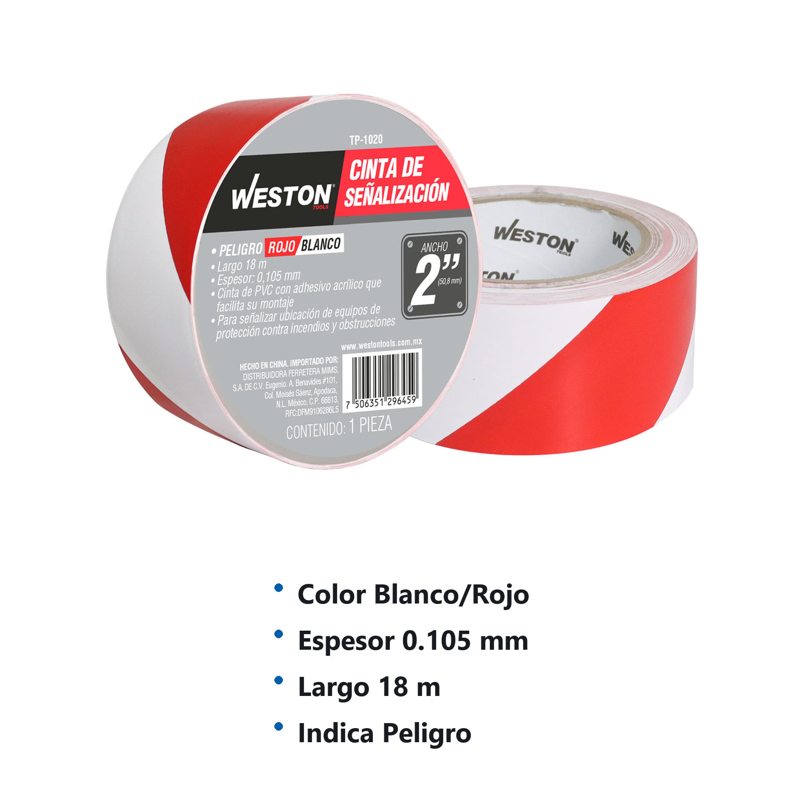 CINTA DE SEÑALIZACION BLANCO/ROJO 50mm X 18M (PRECIO X PIEZA) - Imagen 4