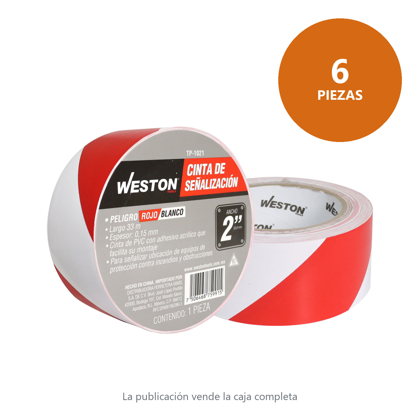 CINTA DE SEÑALIZACION BLANCO/ROJO 50mm X 33M (PRECIO X PIEZA) - Imagen 2