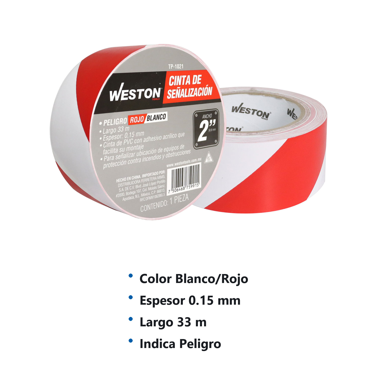 CINTA DE SEÑALIZACION BLANCO/ROJO 50mm X 33M (PRECIO X PIEZA) - Imagen 3