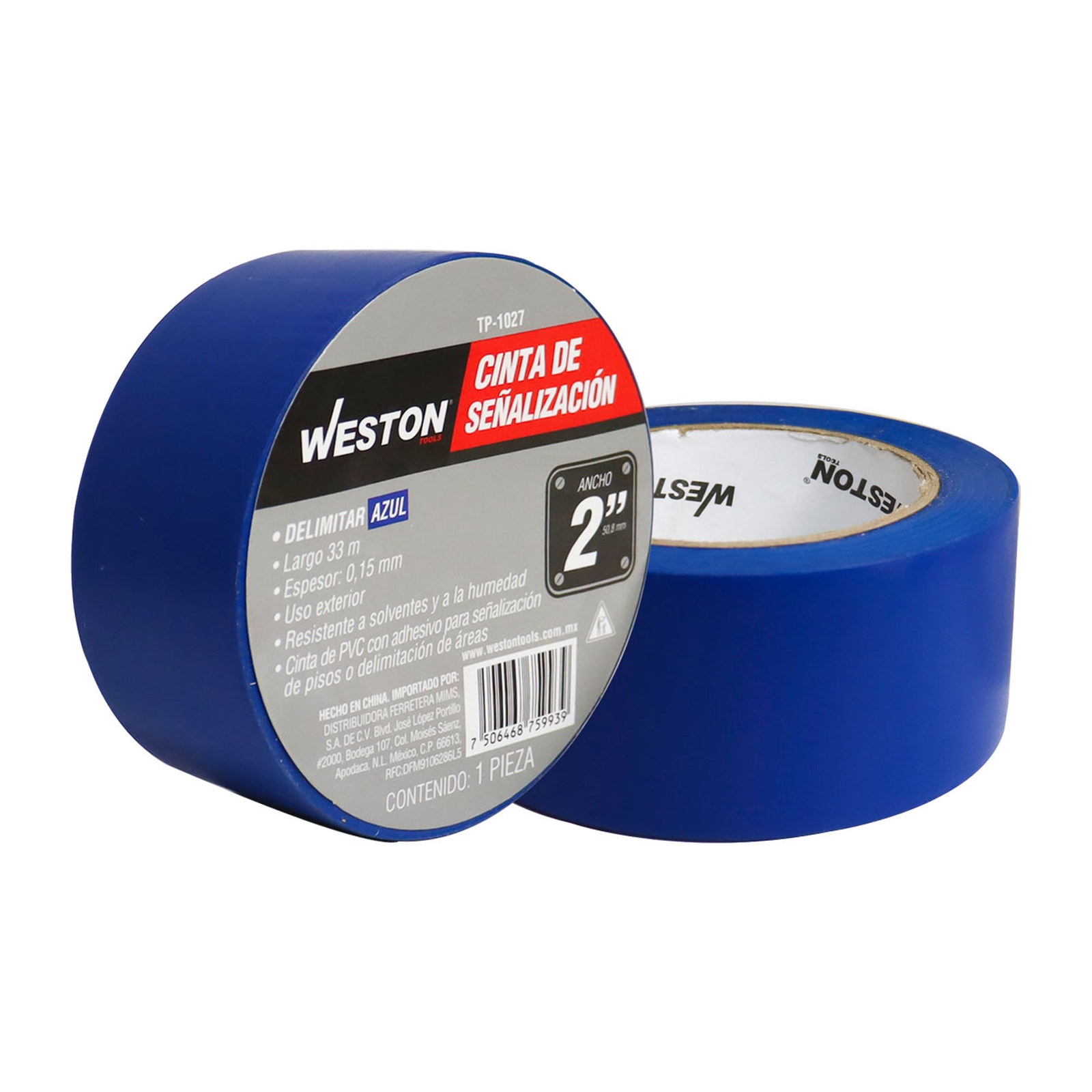 Cinta de Señalización Azul 50 mm x 33 m WESTON