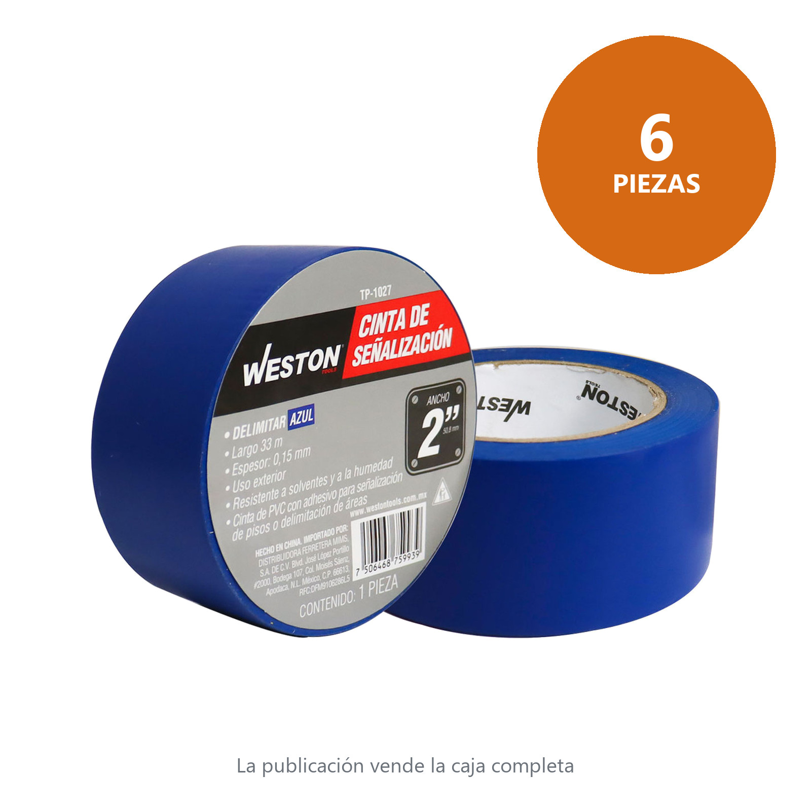 CINTA DE SEÑALIZACION AZUL 50mm X 33M (PRECIO X PIEZA) - Imagen 2
