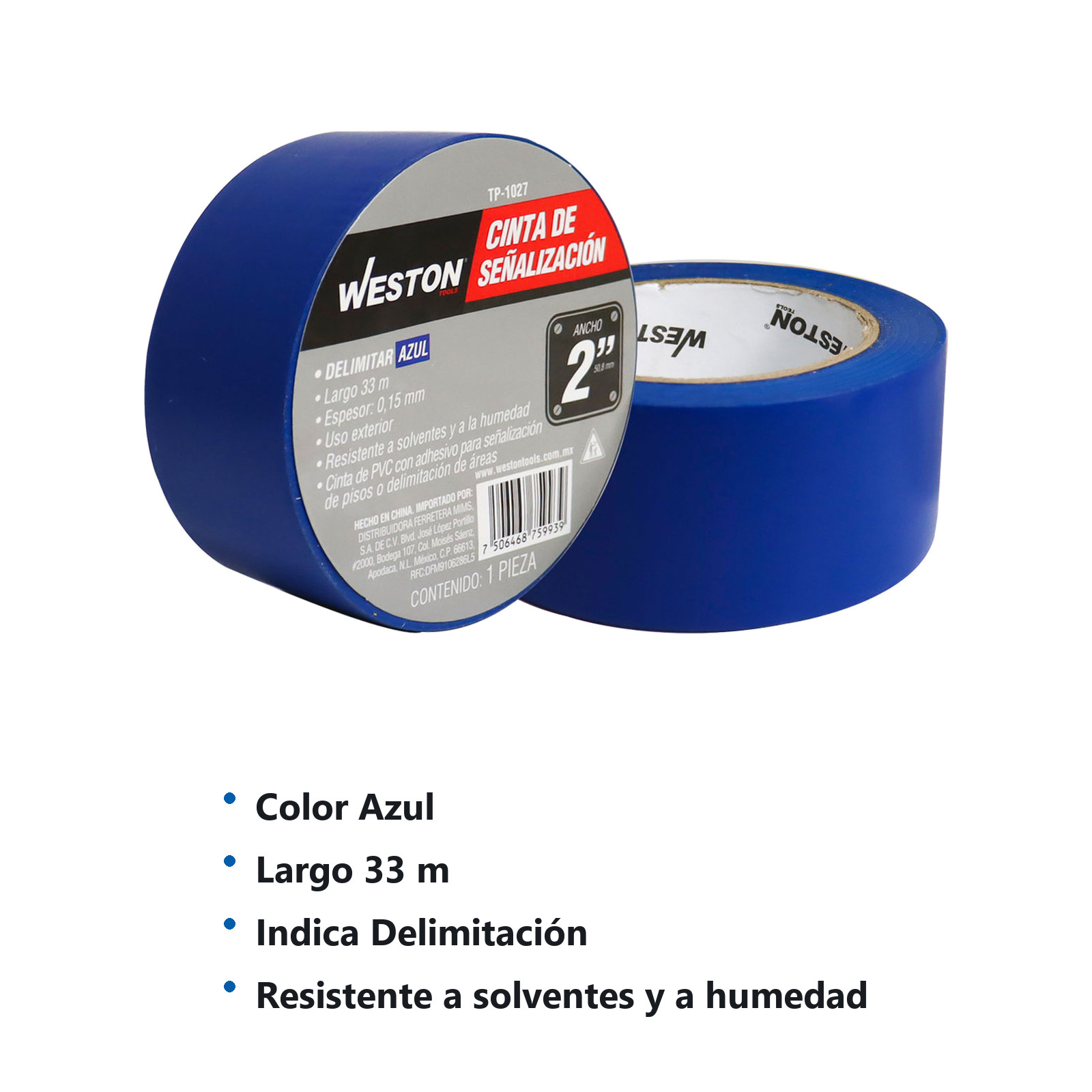 CINTA DE SEÑALIZACION AZUL 50mm X 33M (PRECIO X PIEZA) - Imagen 3