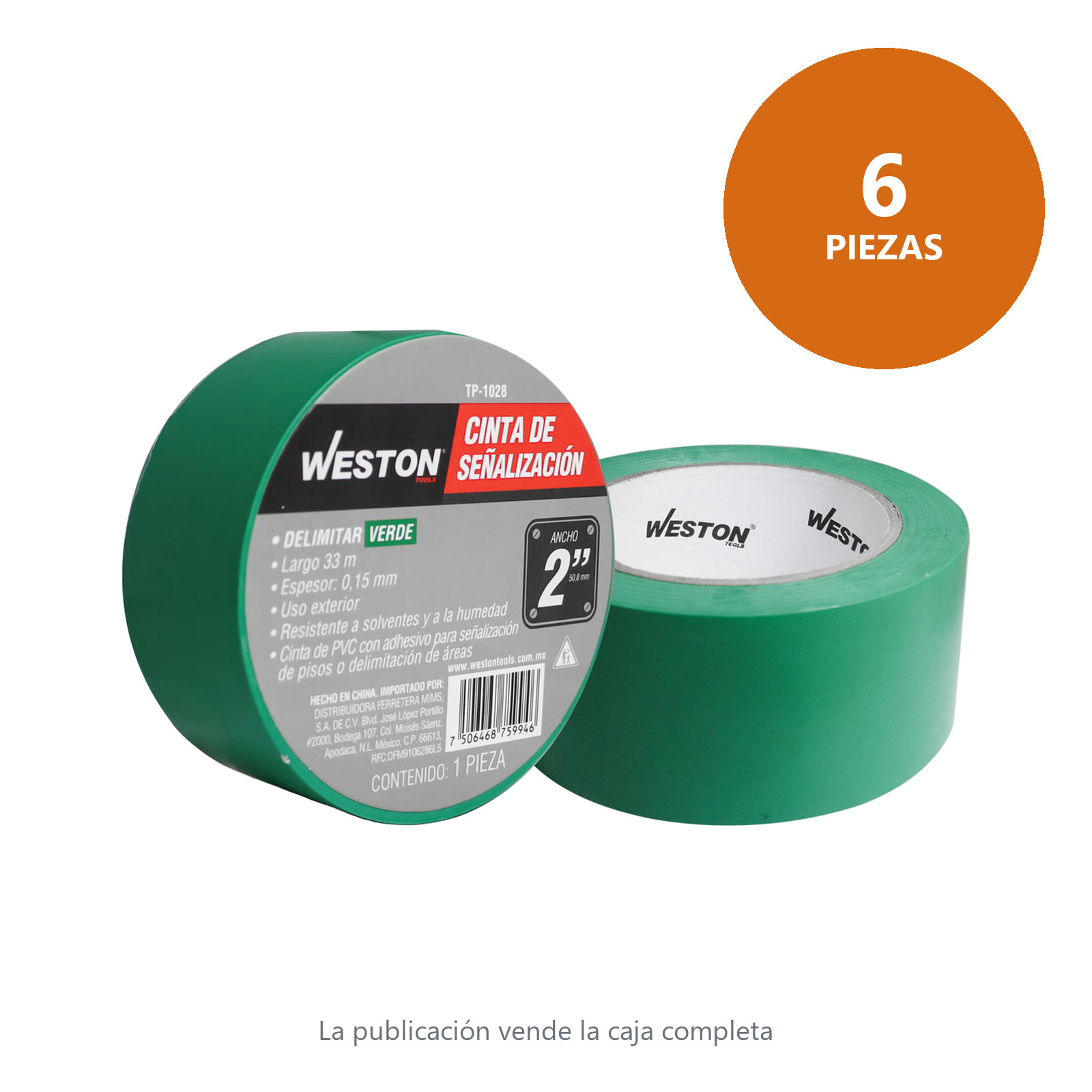 CINTA DE SEÑALIZACION VERDE 50mm X 33M (PRECIO X PIEZA) - Imagen 2