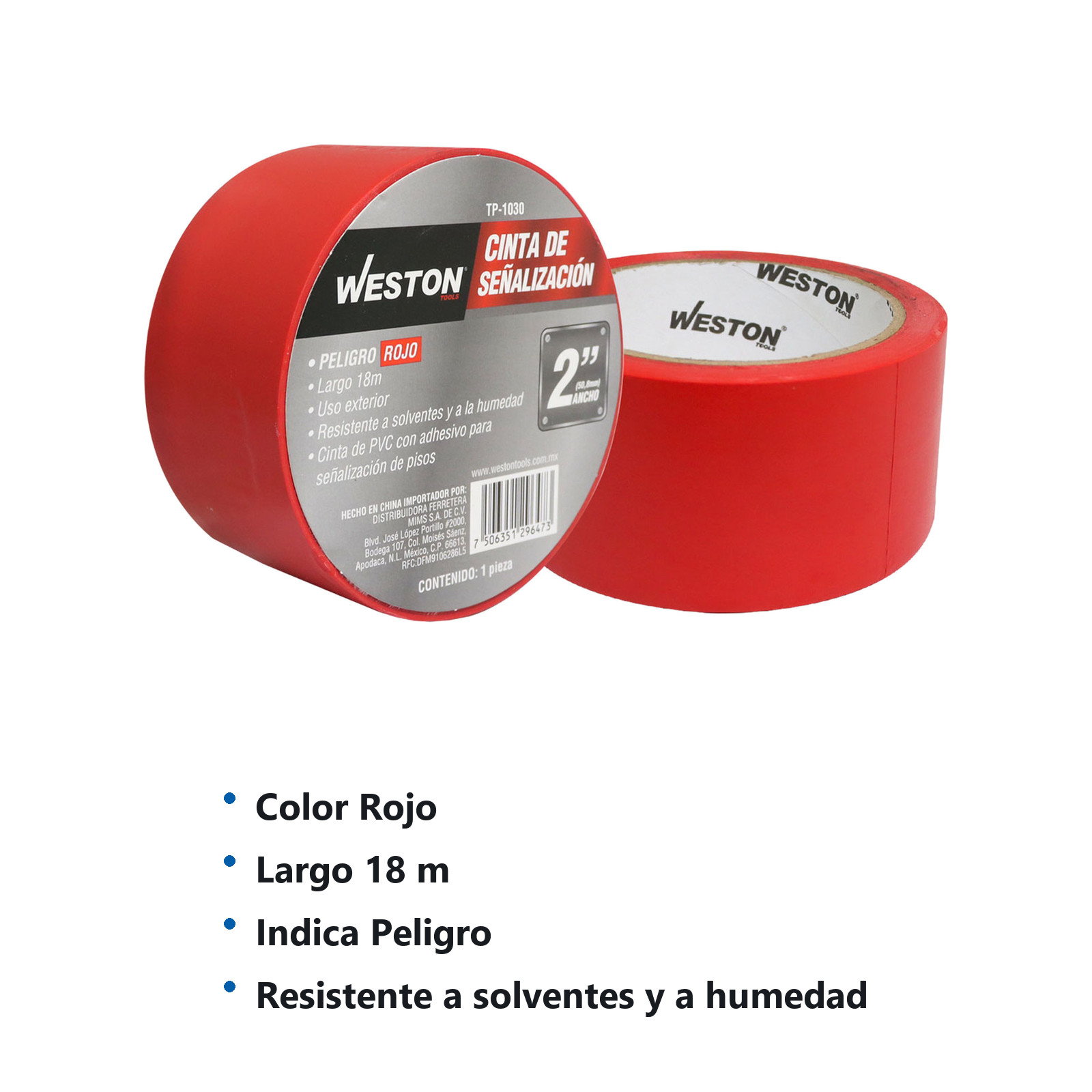 CINTA DE SEÑALIZACION ROJA 50mm X 18M (PRECIO X PIEZA) - Imagen 4