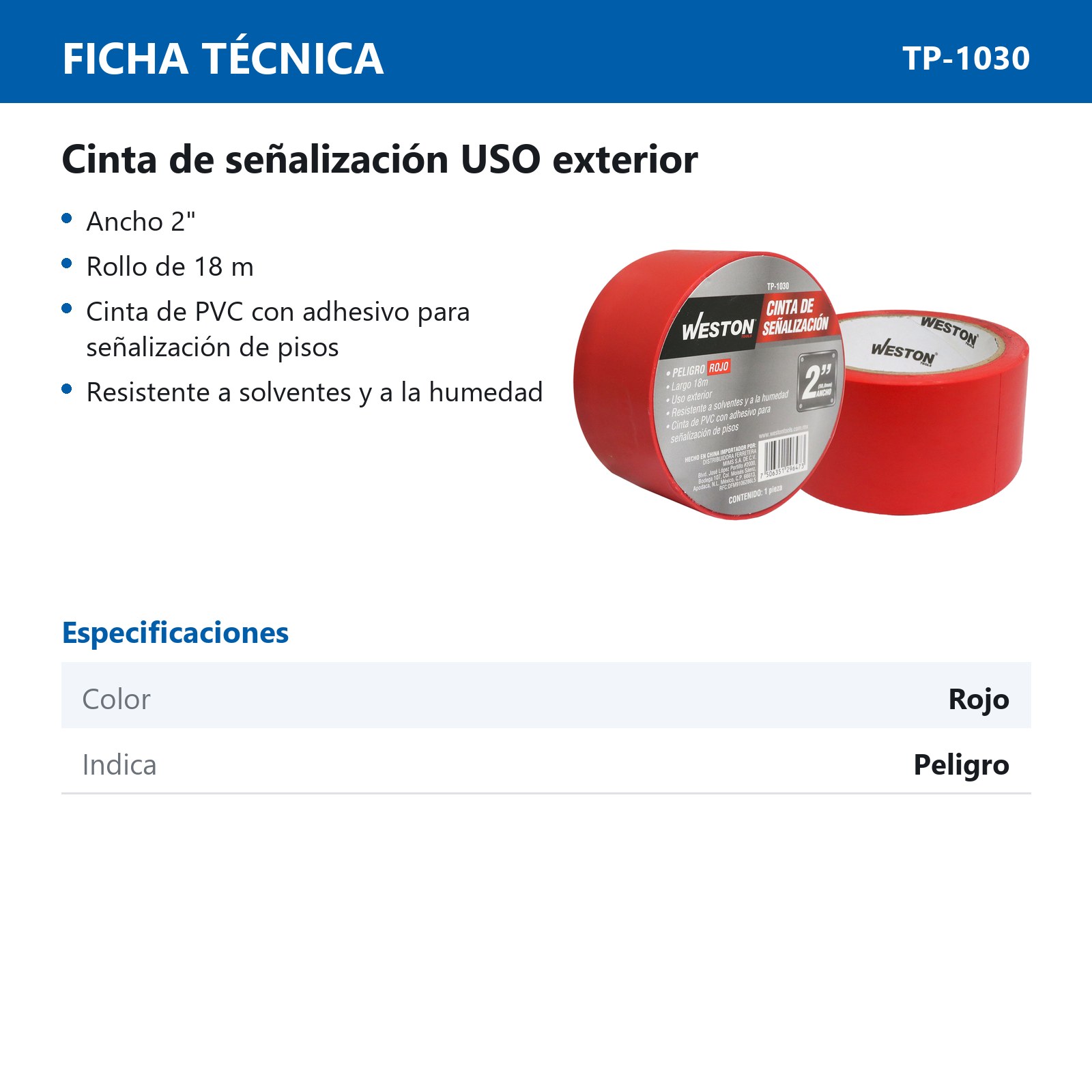 CINTA DE SEÑALIZACION ROJA 50mm X 18M (PRECIO X PIEZA) - Imagen 4