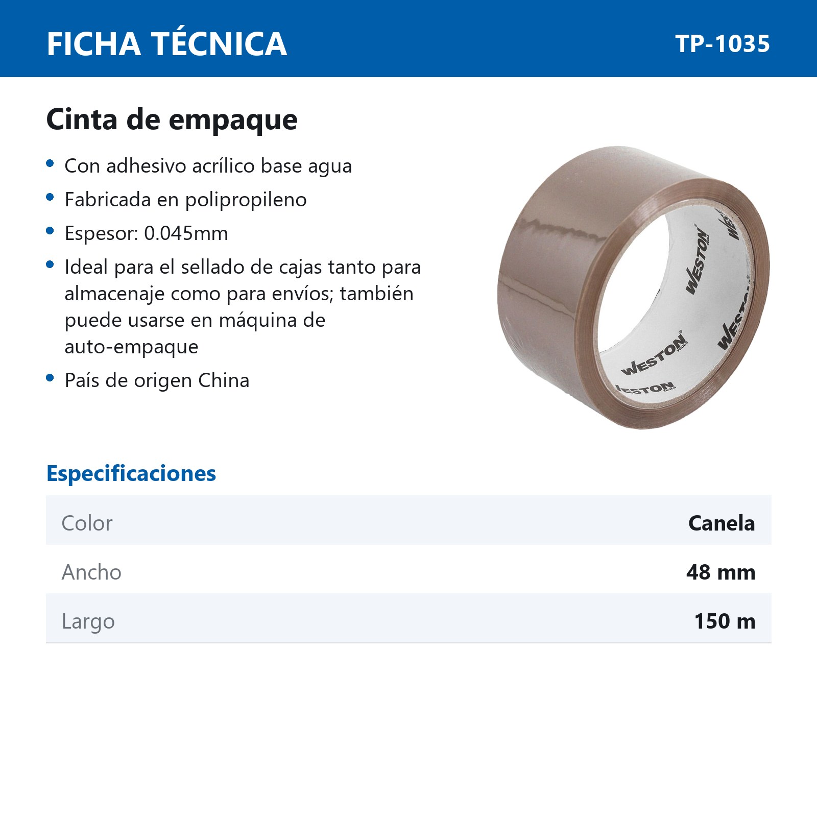 CINTA DE EMPAQUE CANELA 48mm X 150M (Precio x Pieza - Empaque c/6 pzas) - Imagen 4