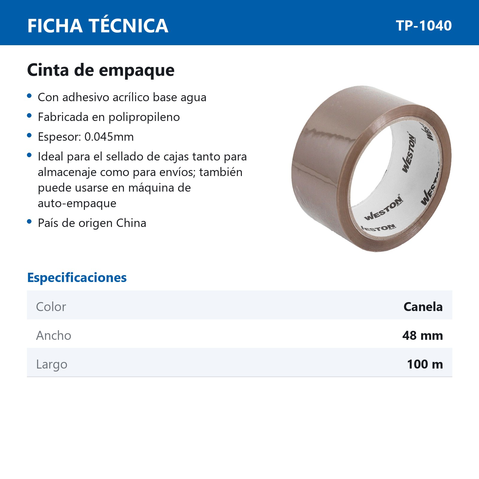 CINTA DE EMPAQUE CANELA 48mm X 100M (Precio x Pieza - Empaque c/6 pzas) - Imagen 3