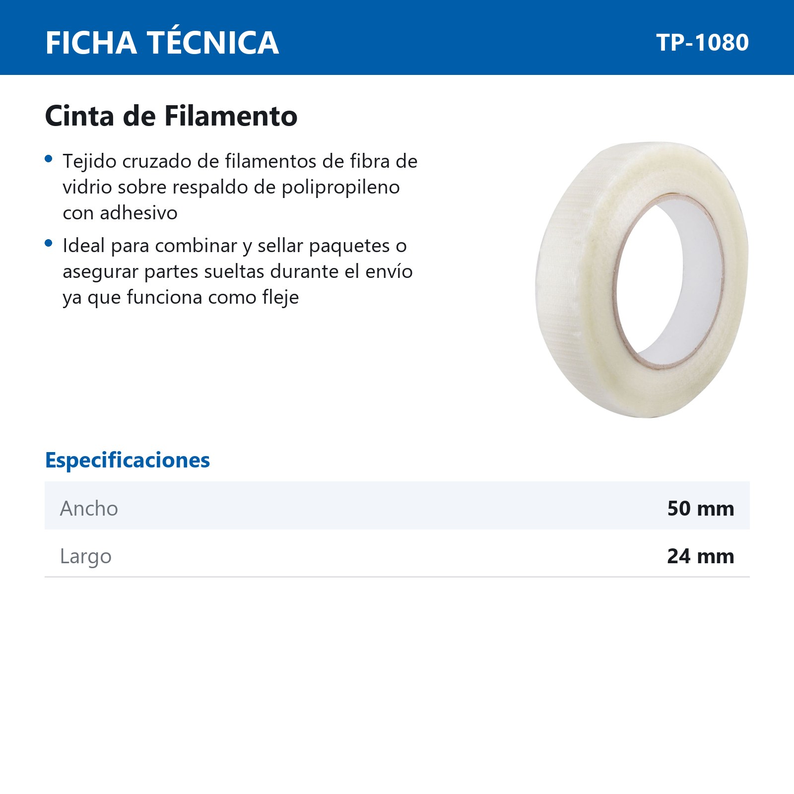 CINTA DE FILAMENTO 24mm X 50M (PRECIO X PIEZA) - Imagen 3