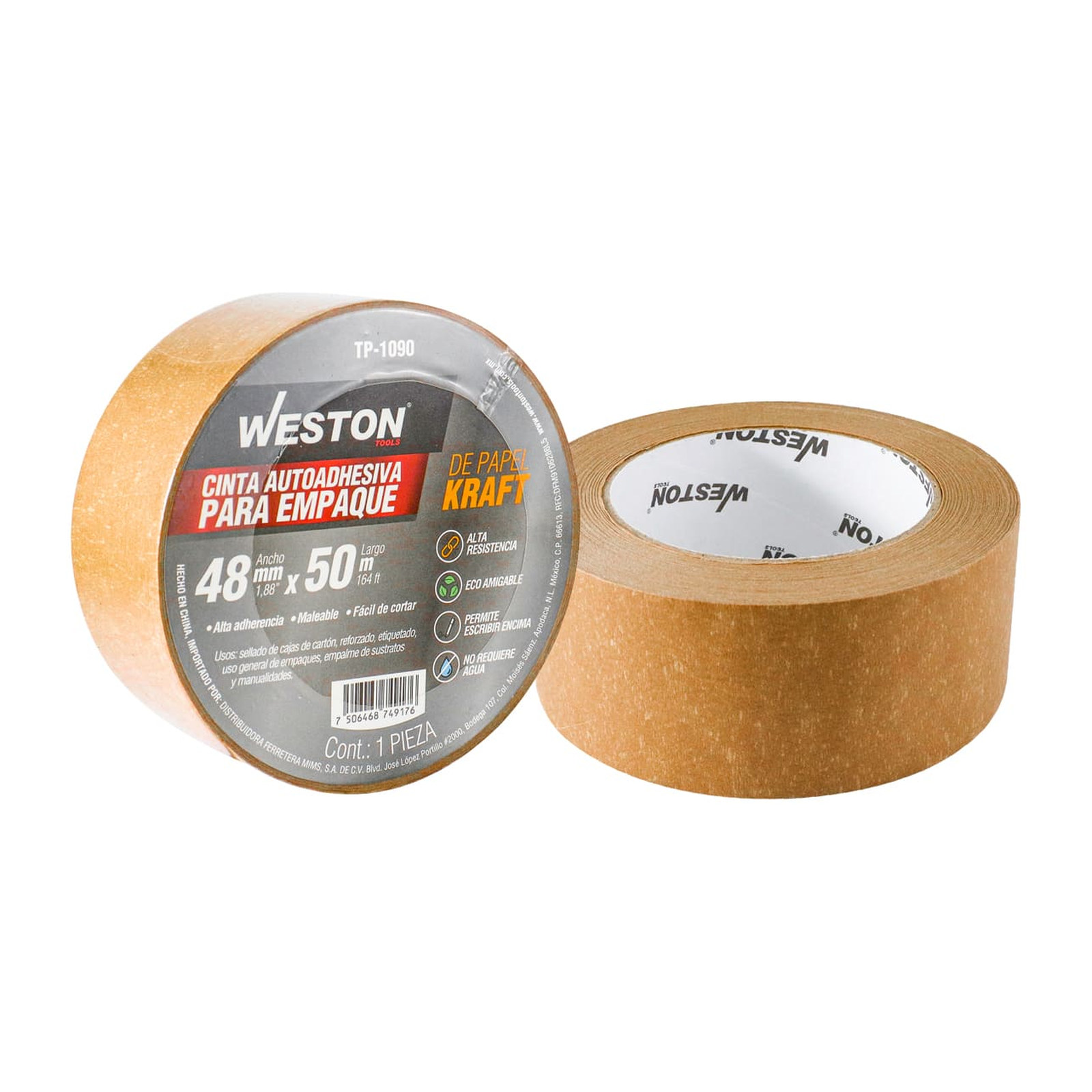 Cinta de Papel Kraft Autoadhesiva Degradable 48mm x 50m WESTON