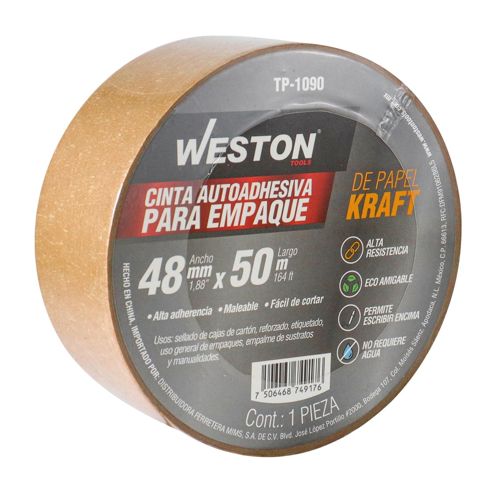 CINTA D/PAPEL KRAFT AUTOADHESIVA 48mm X 50 m DEGRADABLE (PRECIO X PIEZA) - Imagen 4