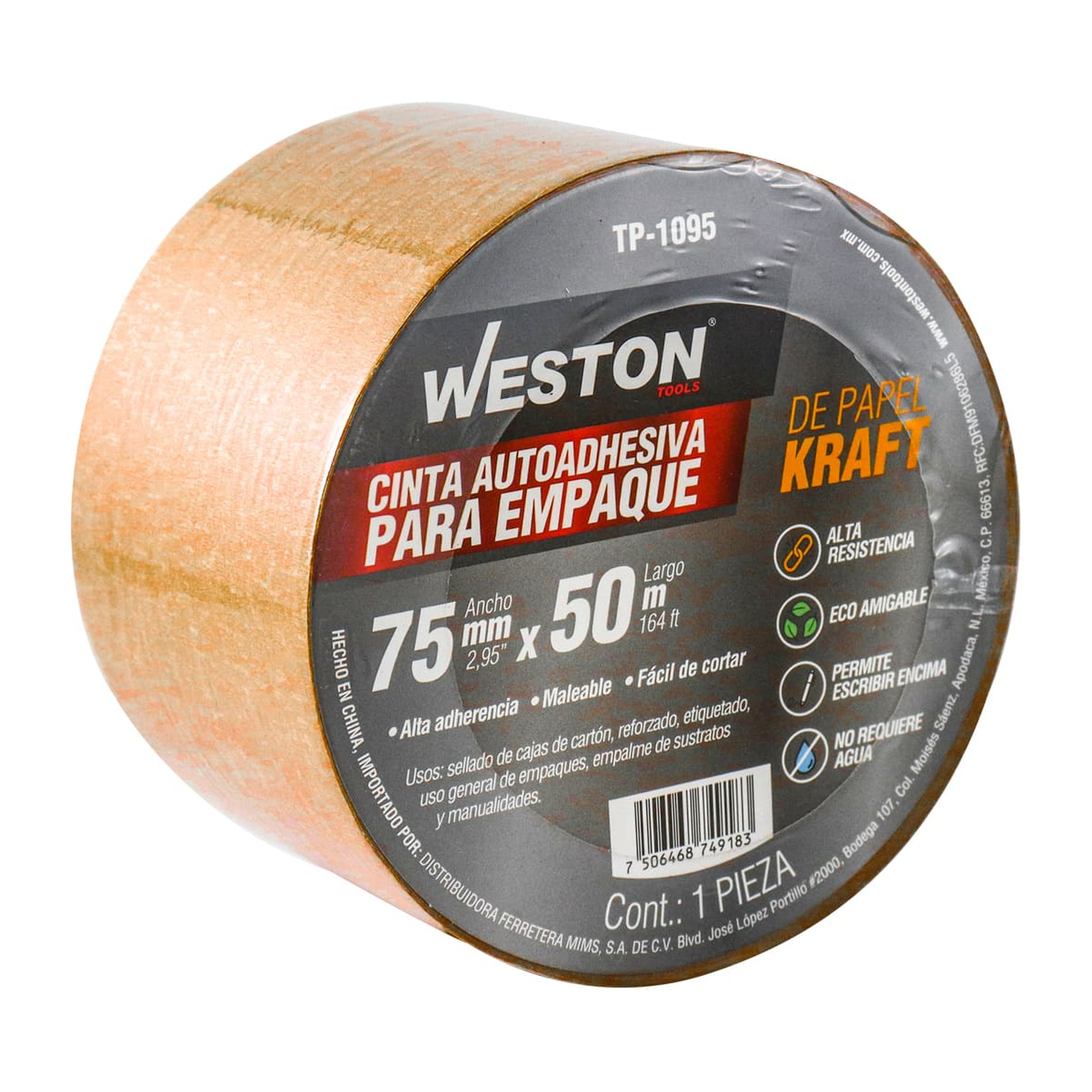 CINTA D/PAPEL KRAFT AUTOADHESIVA 75mm X 50 m DEGRADABLE (PRECIO X PIEZA) - Imagen 4