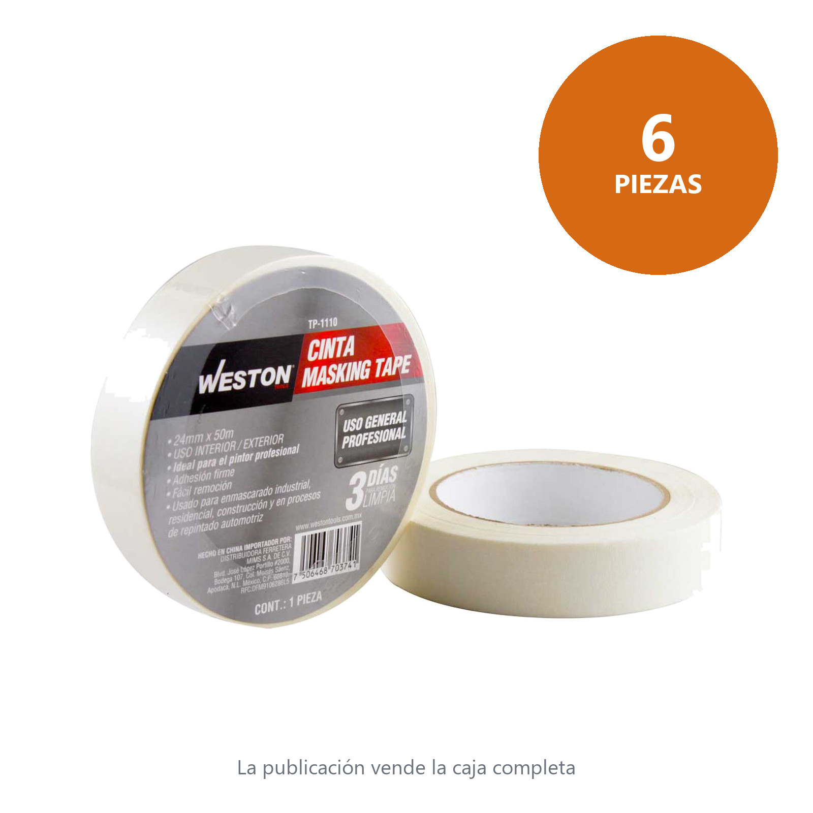 CINTA MASKING TAPE 24MM x 50M (PRECIO X PIEZA) - Imagen 2