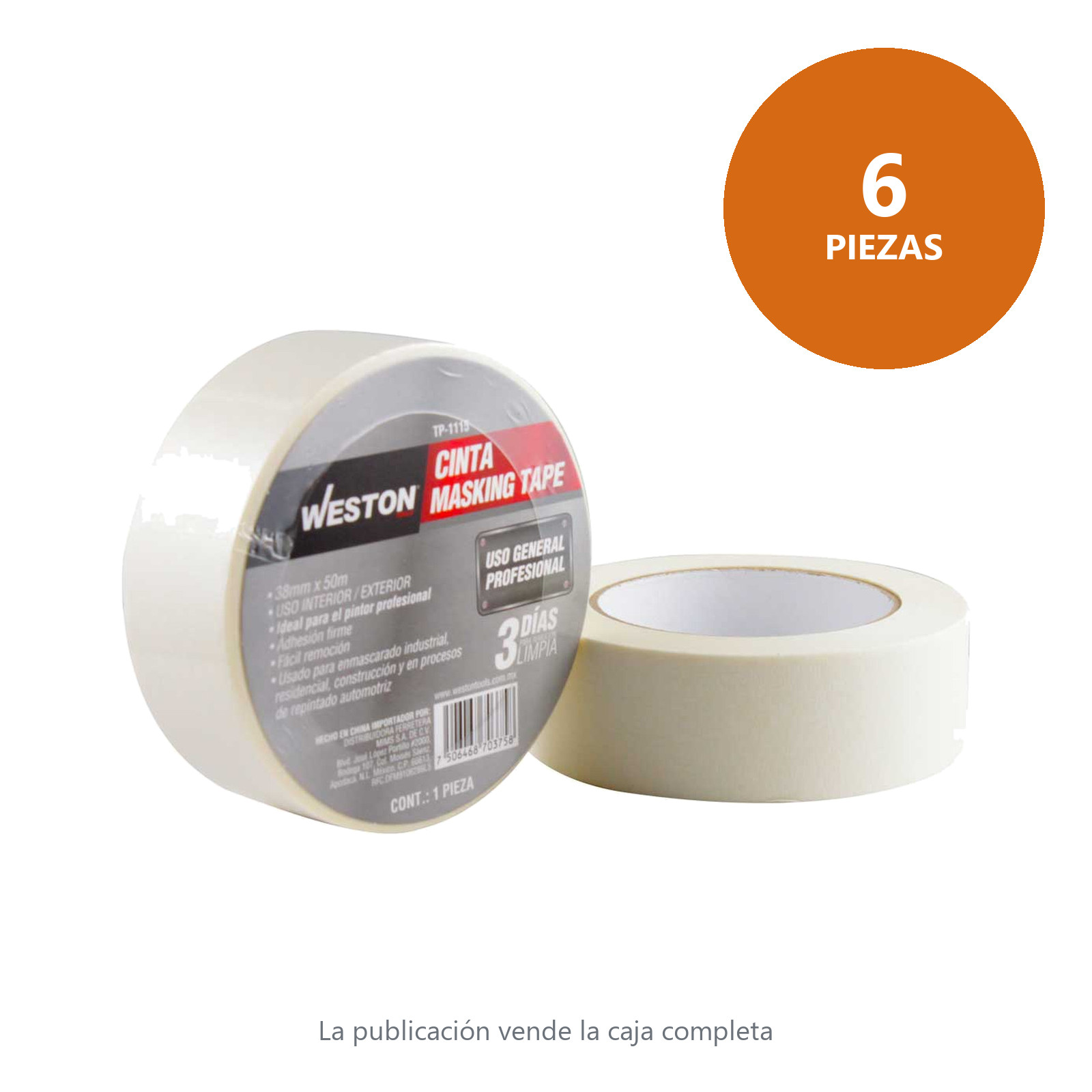 CINTA MASKING TAPE 38MM x 50M (PRECIO X PIEZA) - Imagen 2