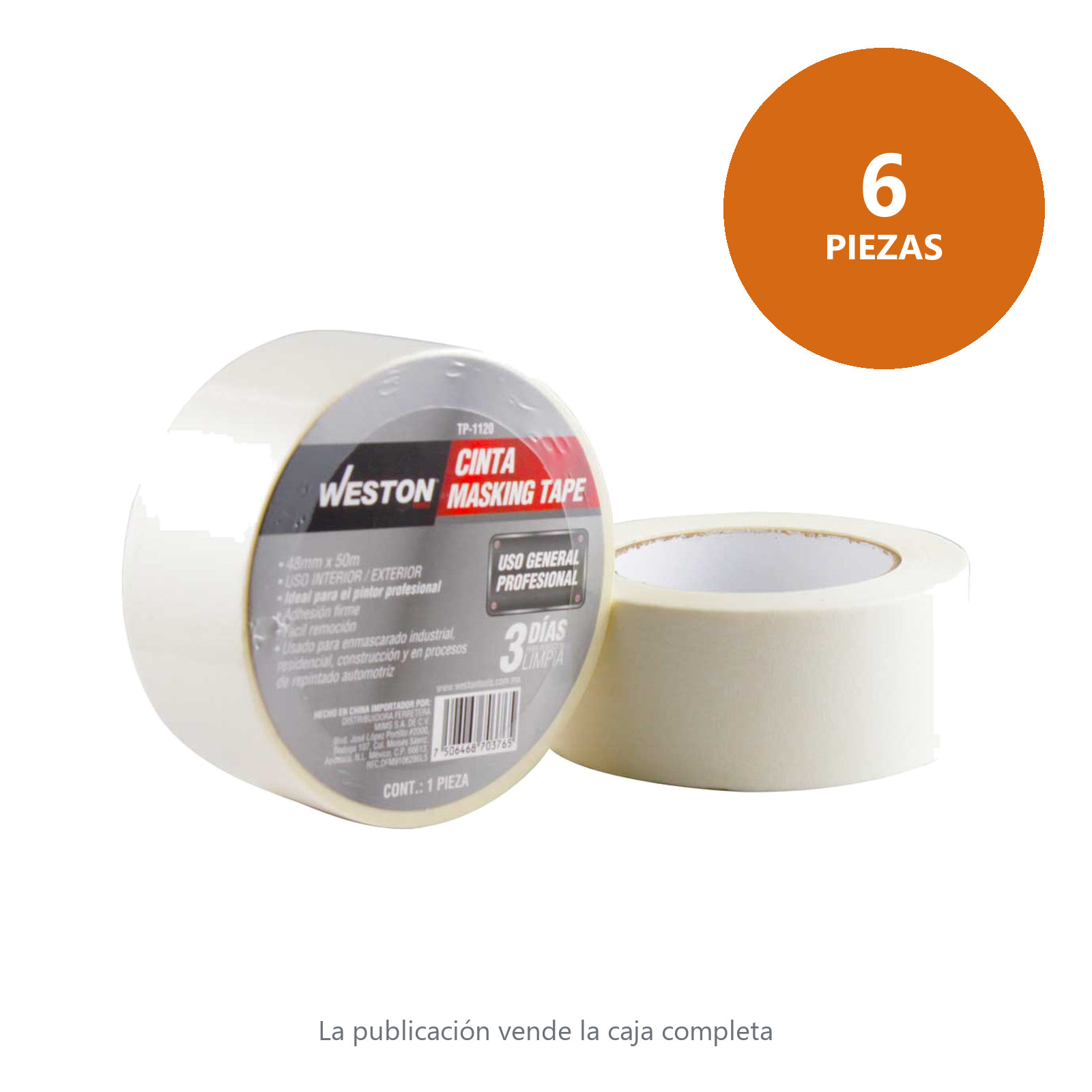 CINTA MASKING TAPE 48MM x 50M (PRECIO X PIEZA) - Imagen 2