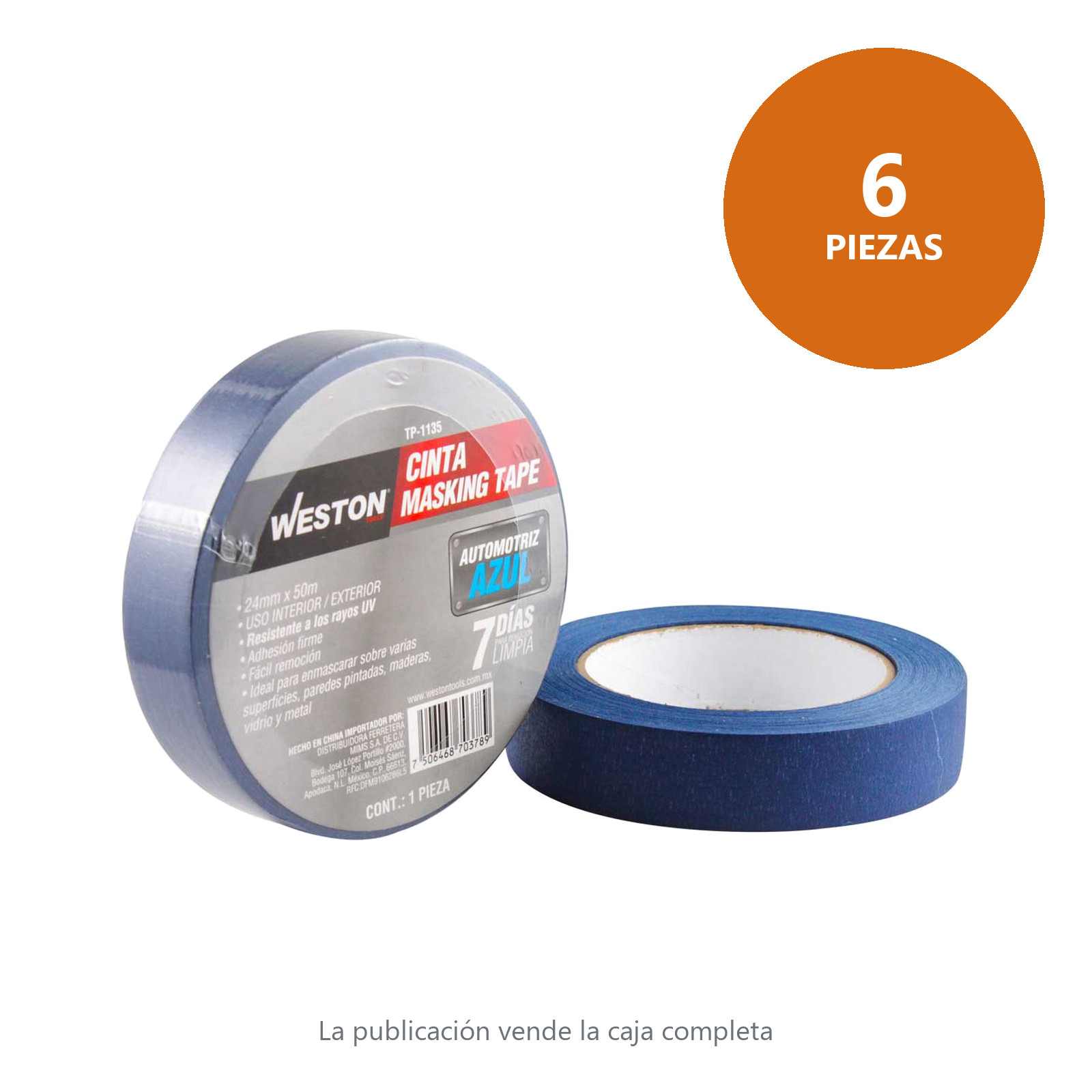 CINTA MASKING TAPE AZUL 7 DIAS 24MM x 50M (PRECIO X PIEZA) - Imagen 2