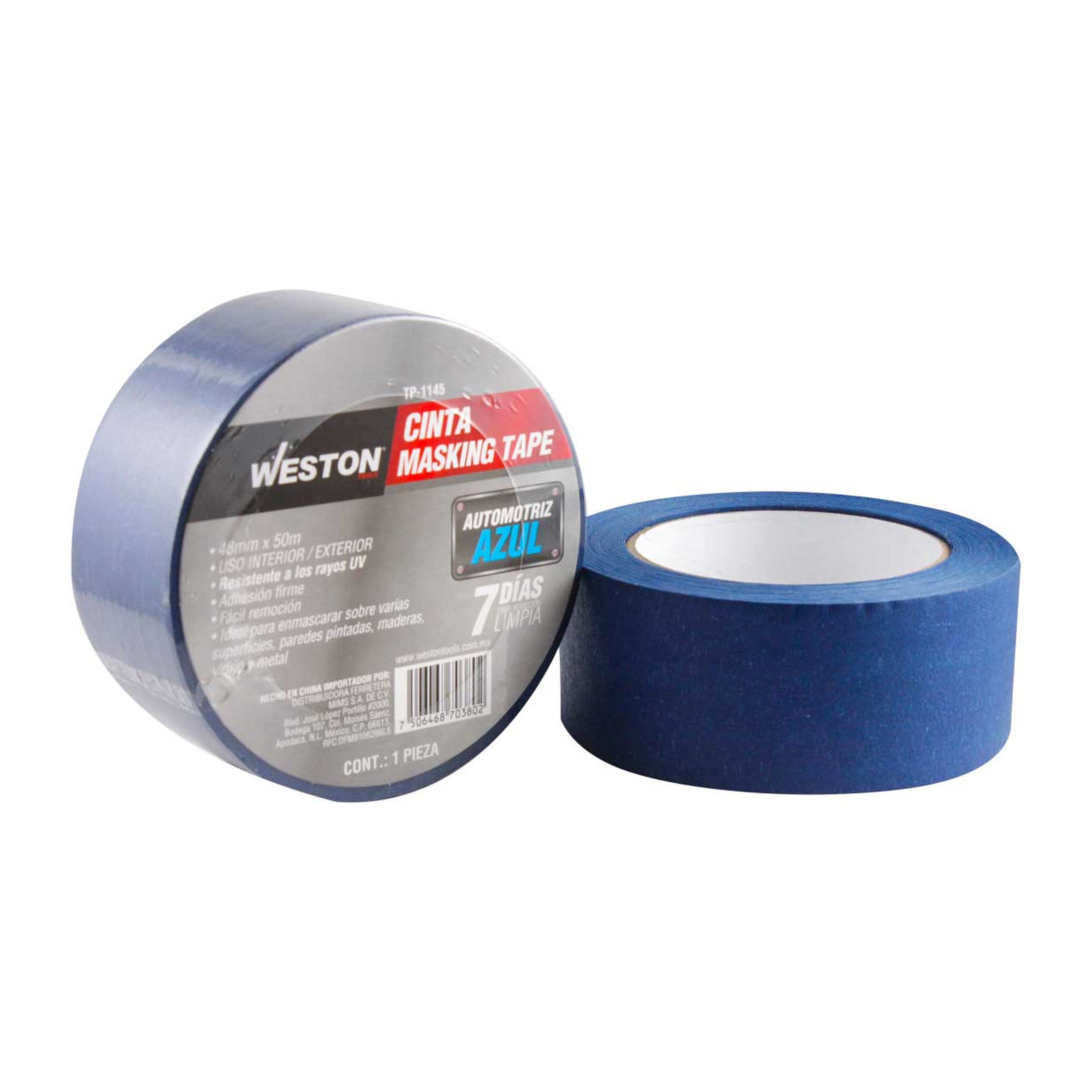 Cinta Masking Tape Azul 7 Días 48mm x 50m WESTON
