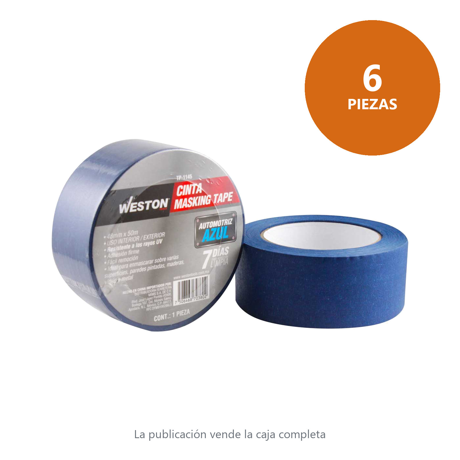 CINTA MASKING TAPE AZUL 7 DIAS 48MM x 50M (PRECIO X PIEZA) - Imagen 2