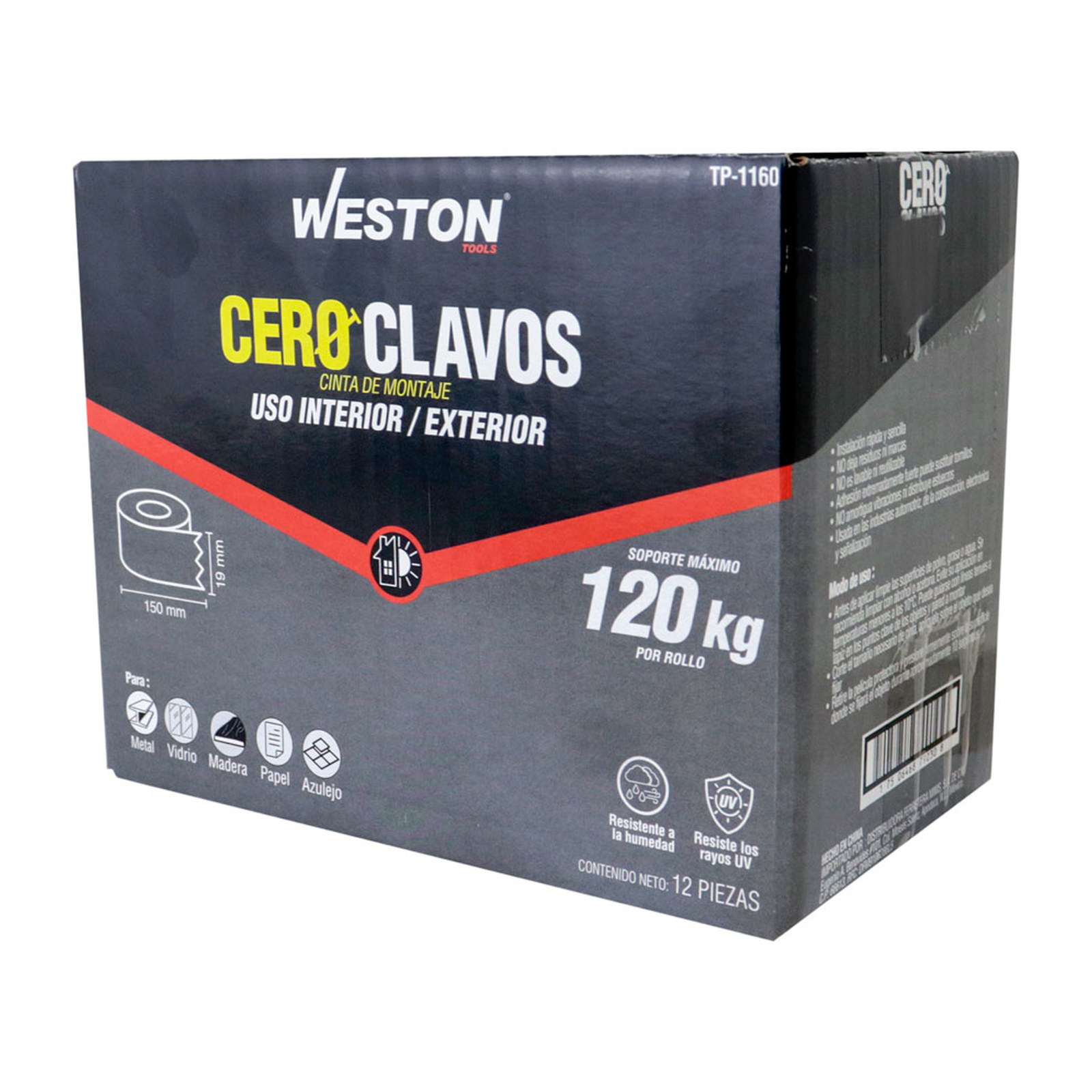CINTA ADHESIVA DOBLE CARA COLOR GRIS USO EXTERIOR 19MM X 1.5M - Imagen 4