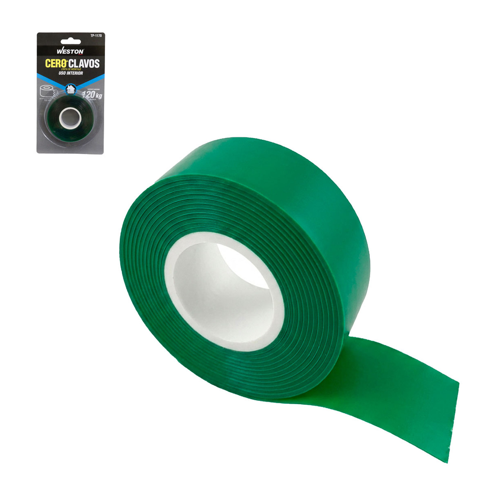 CINTA ADHESIVA DOBLE CARA TRANSPARENTE USO INTERIOR 19MM X 1.5M