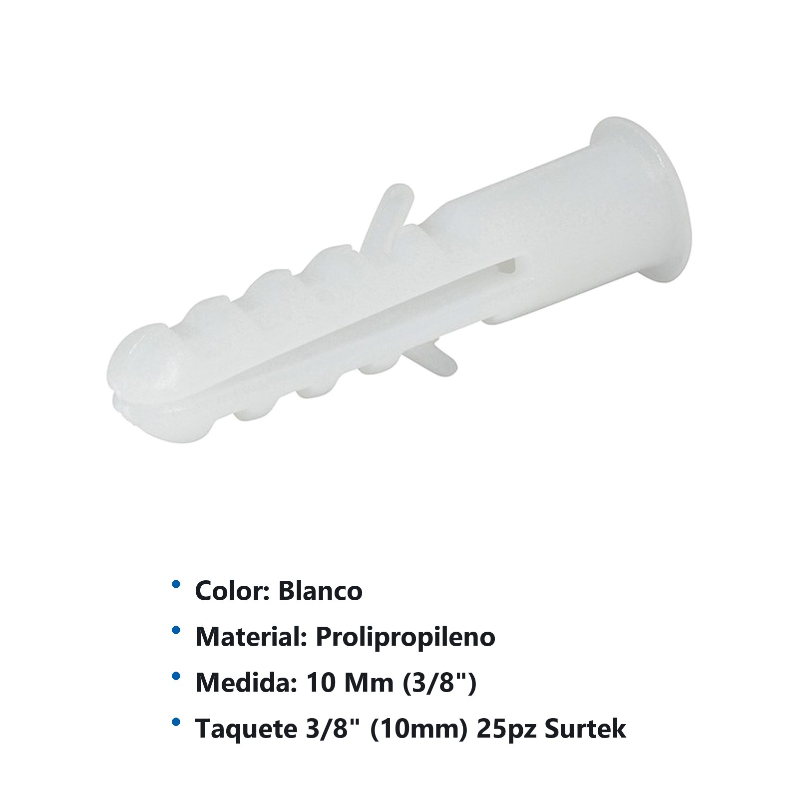 Taquete blanco 3/8", 25 piezas Surtek - Imagen 2