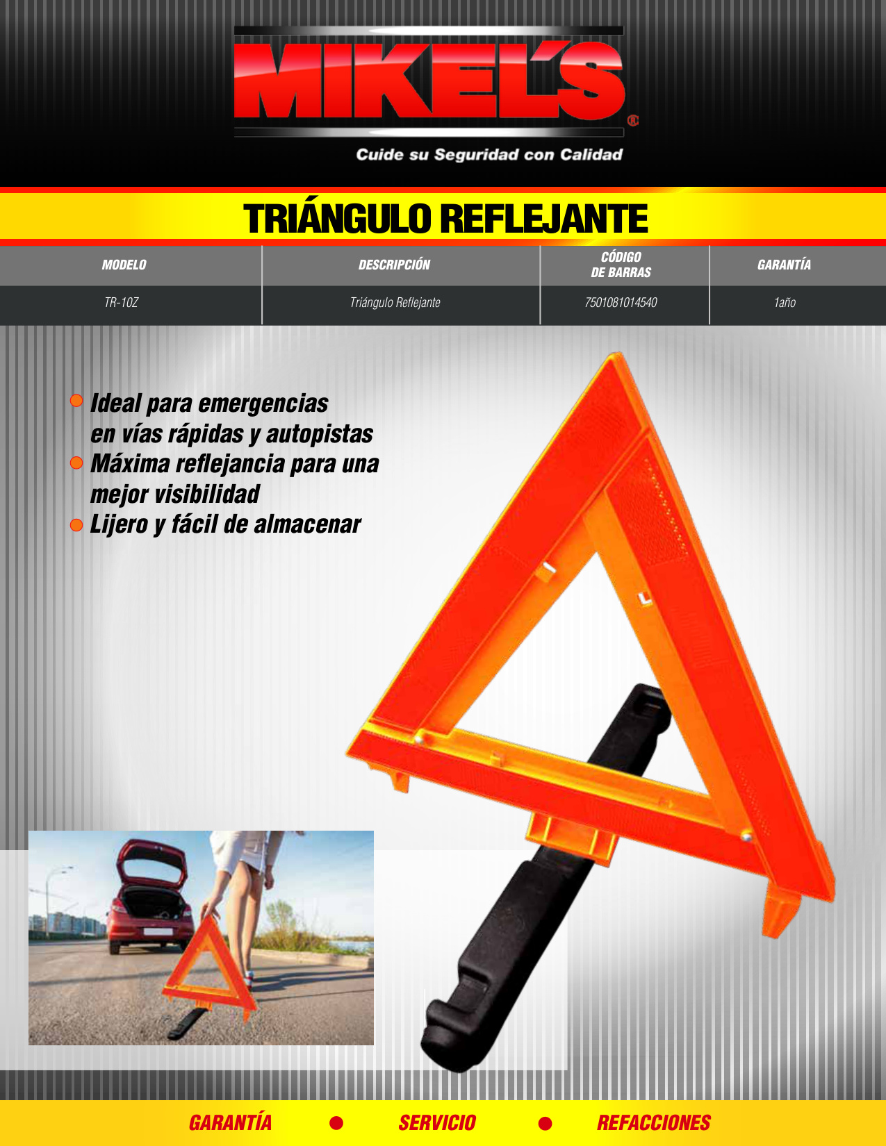 MIKELS TR-10Z Triángulo reflejante (10”) - Imagen 4