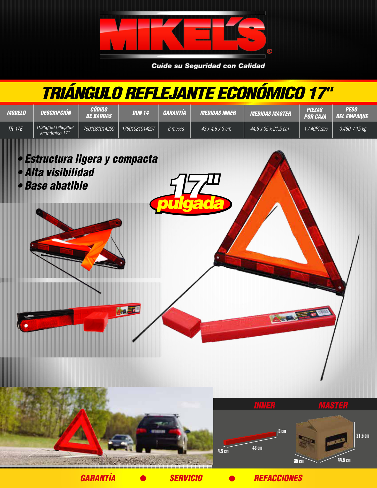 MIKELS TR-17A Triángulo reflejante (17”) - Imagen 4