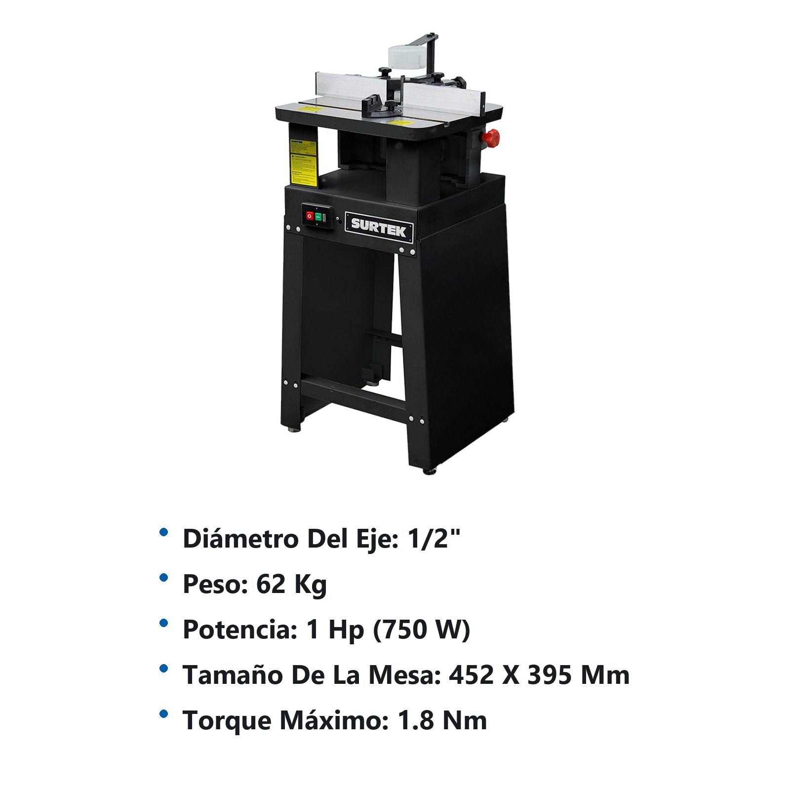 Trompo de piso para madera 750 W, 120 V, 8500 RPM, 1 HP Surtek - Imagen 2