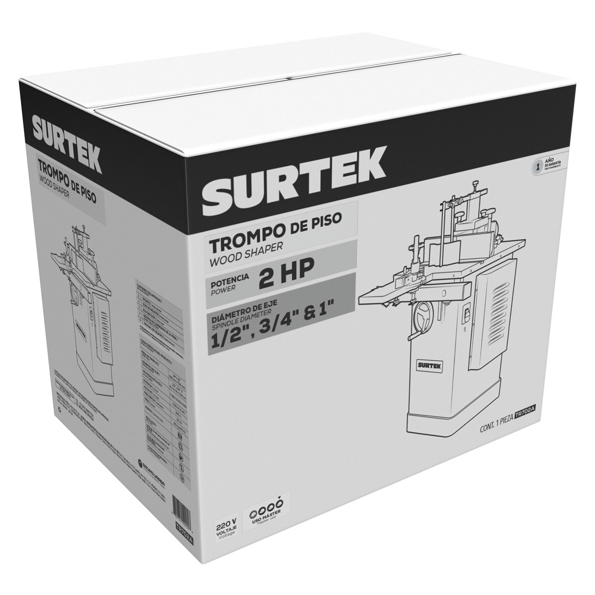 Trompo de piso para madera 1560 W, 220 V, 10000 RPM, 2 HP Surtek - Imagen 2