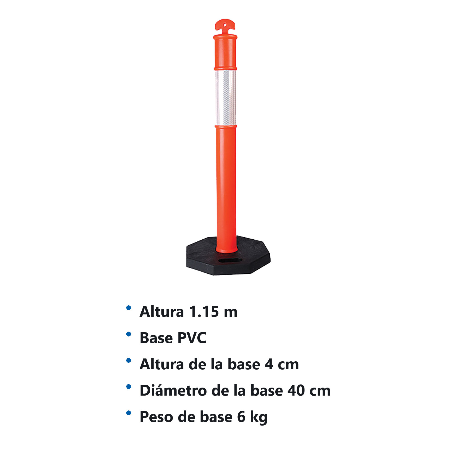 POSTE DELIMITADOR DE 115 CM CON BASE Y REFLEJANTE - Imagen 2