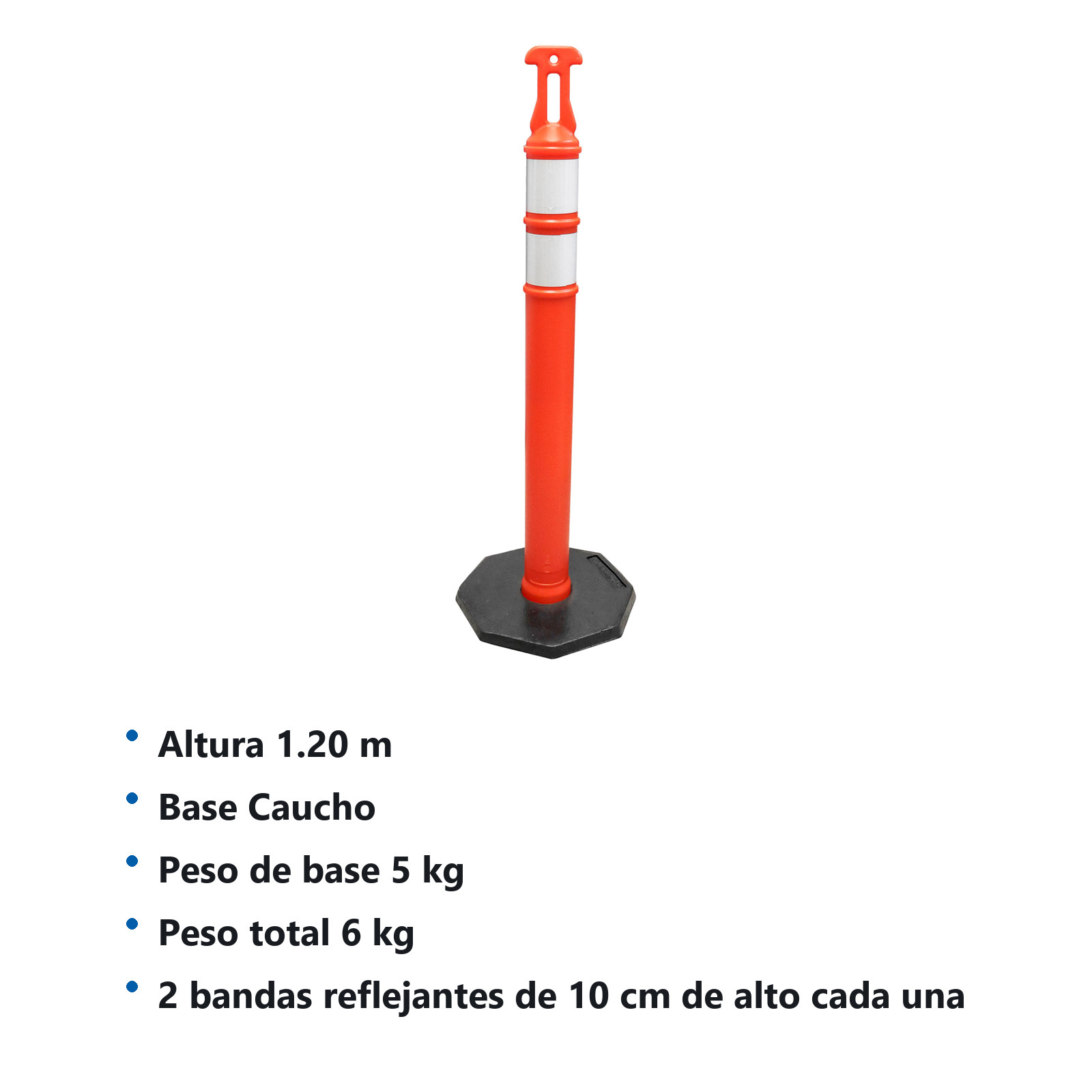 POSTE DELIMITADOR DE 120 CM CON BASE Y REFLEJANTE (MX) - Imagen 2