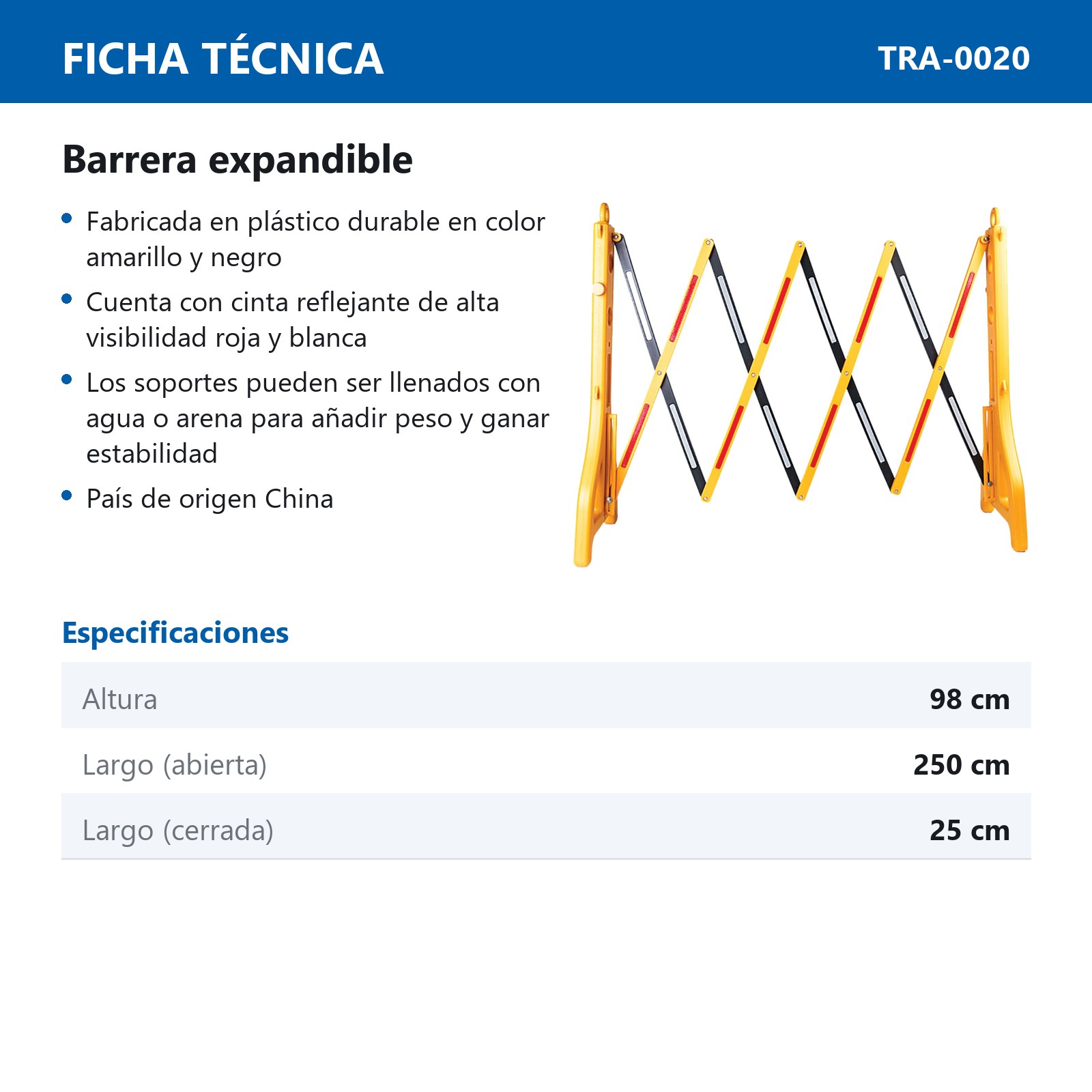 BARRERA EXPANDIBLE DE 96CM X 2.5 MT - Imagen 2