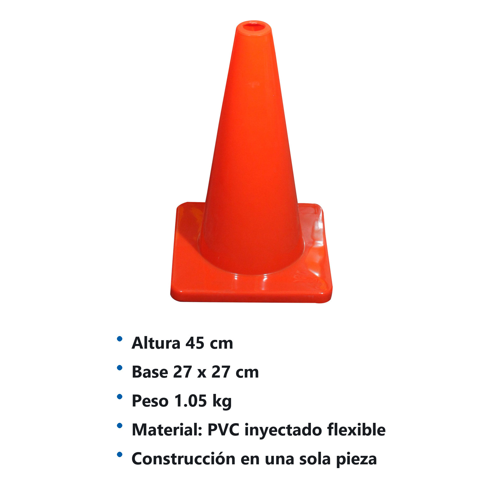 CONO PVC DE 45 CM SIN REFLEJANTE - Imagen 2